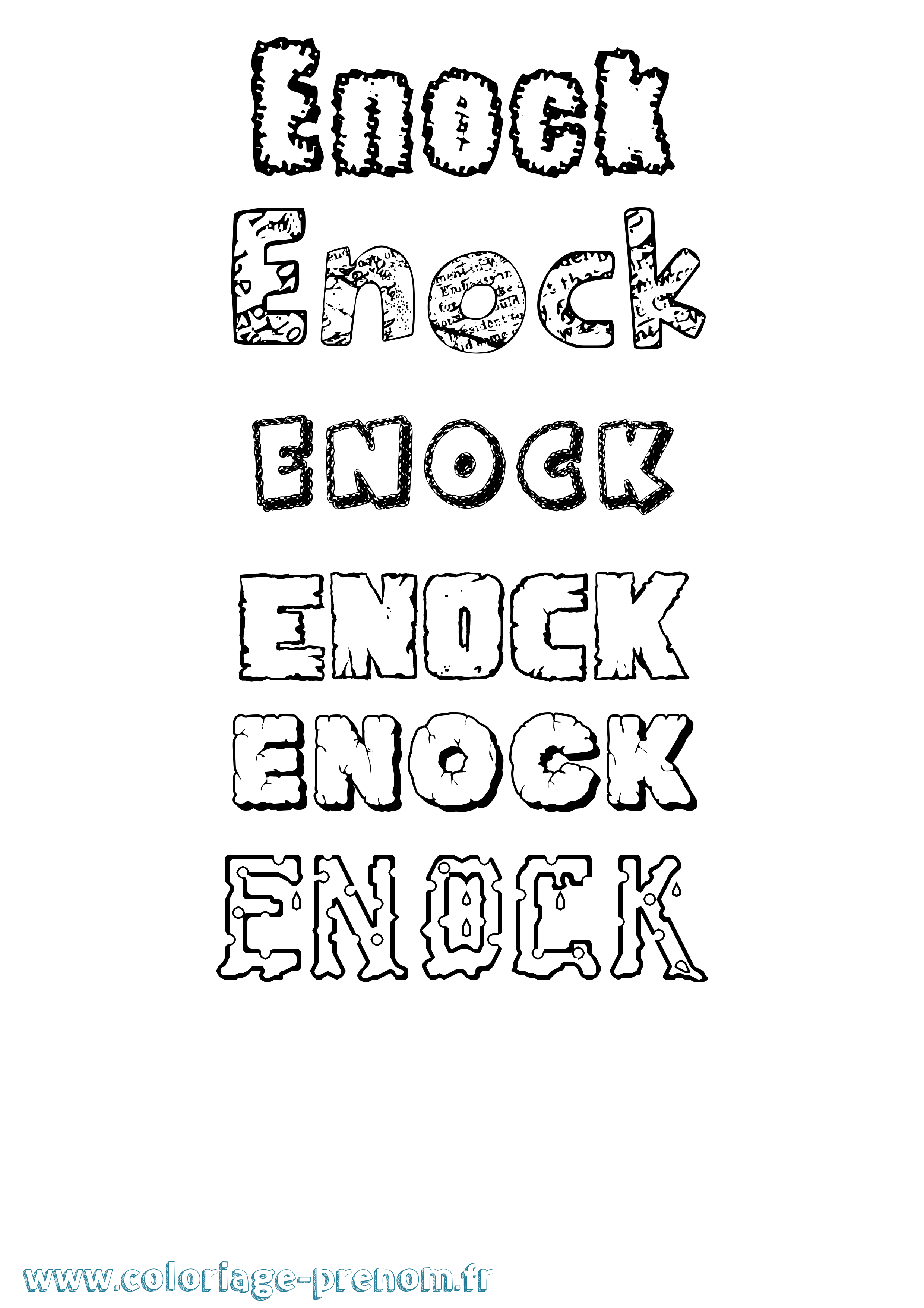 Coloriage prénom Enock Destructuré