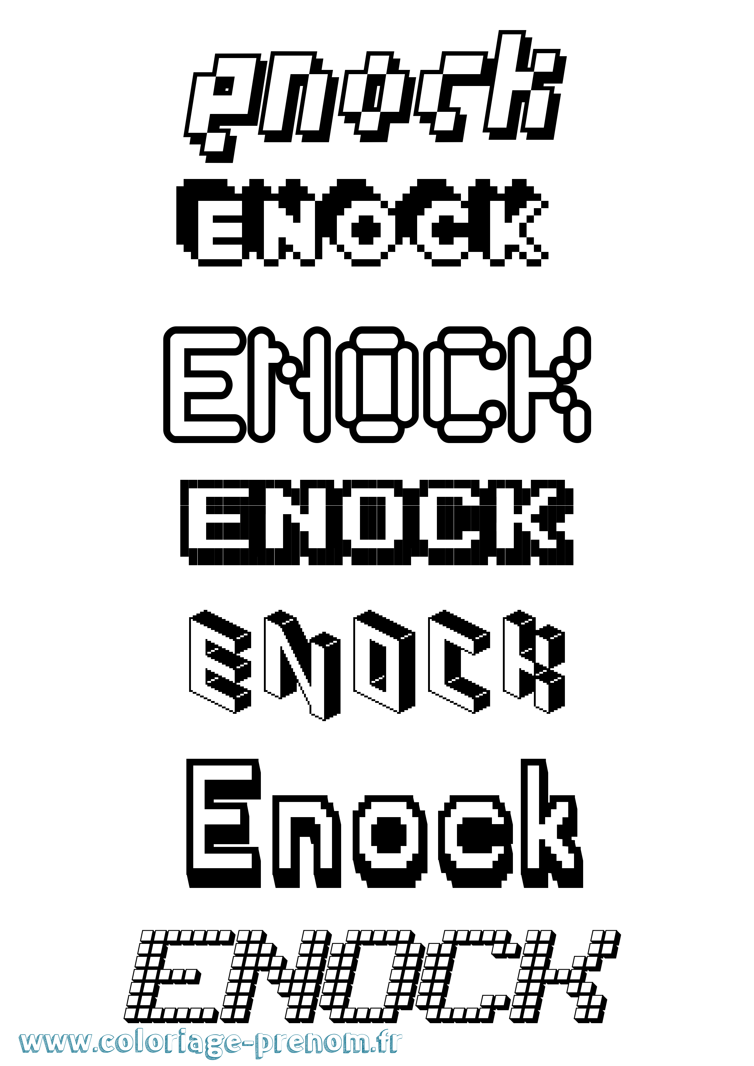 Coloriage prénom Enock Pixel