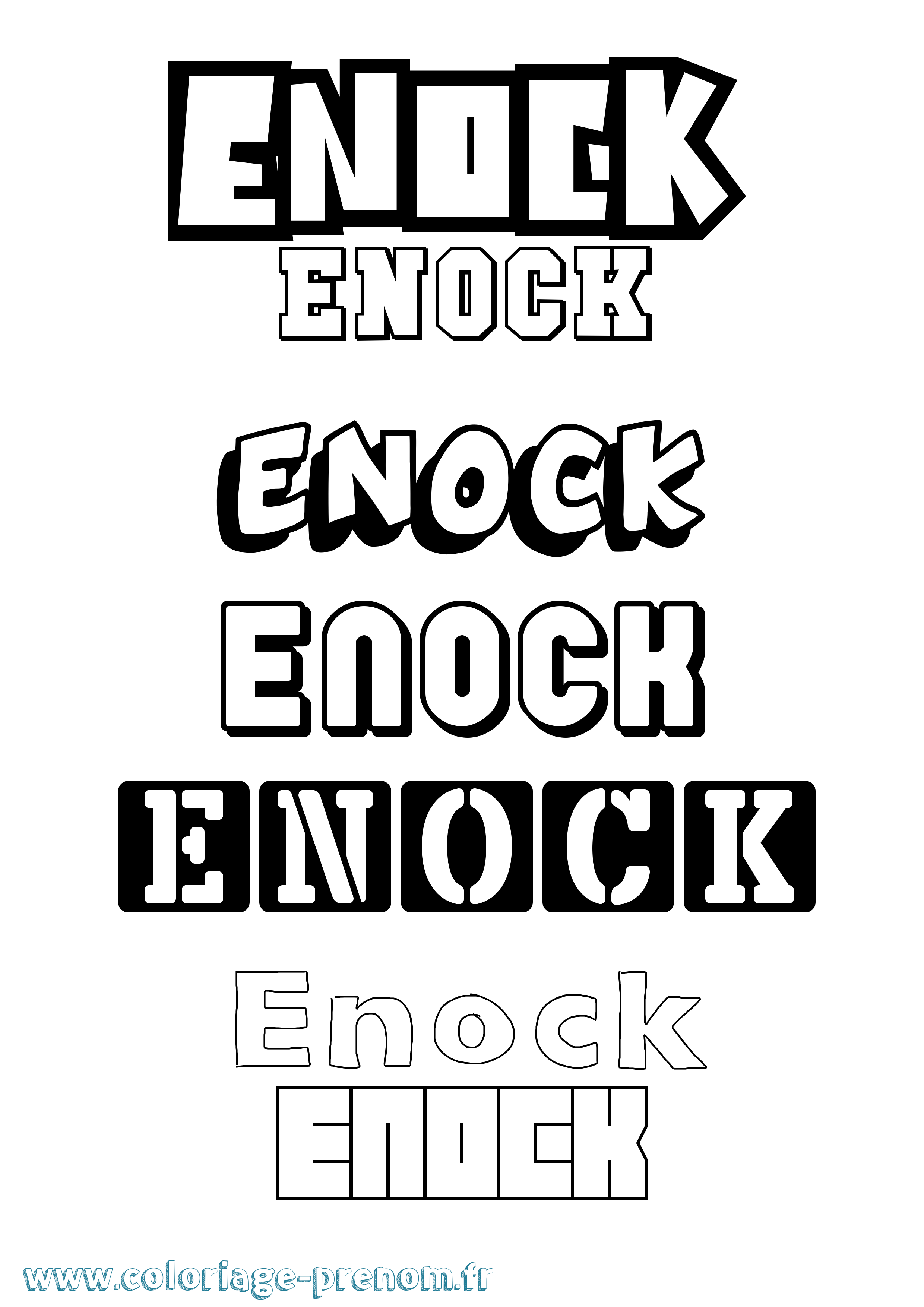 Coloriage prénom Enock Simple