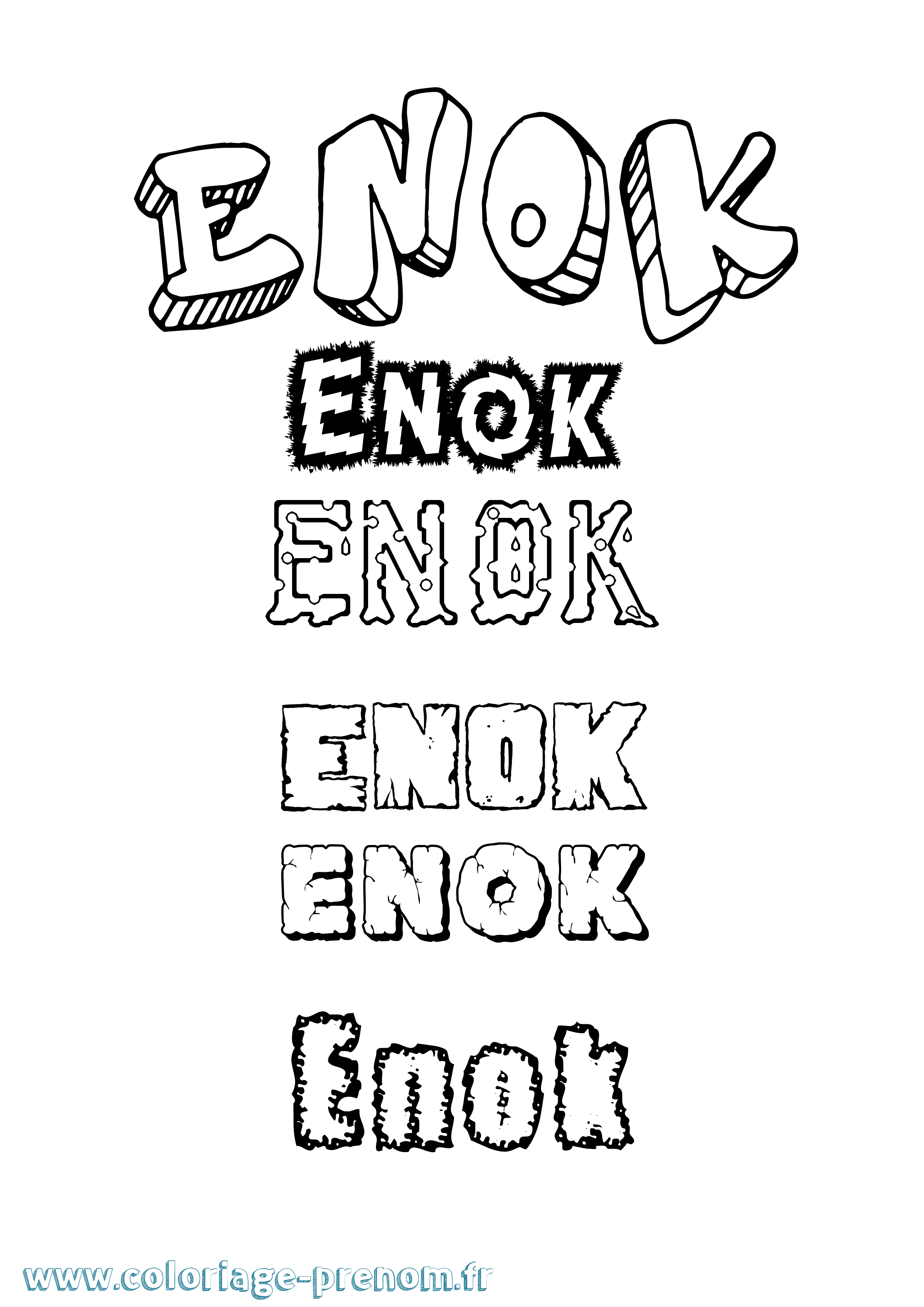 Coloriage prénom Enok Destructuré