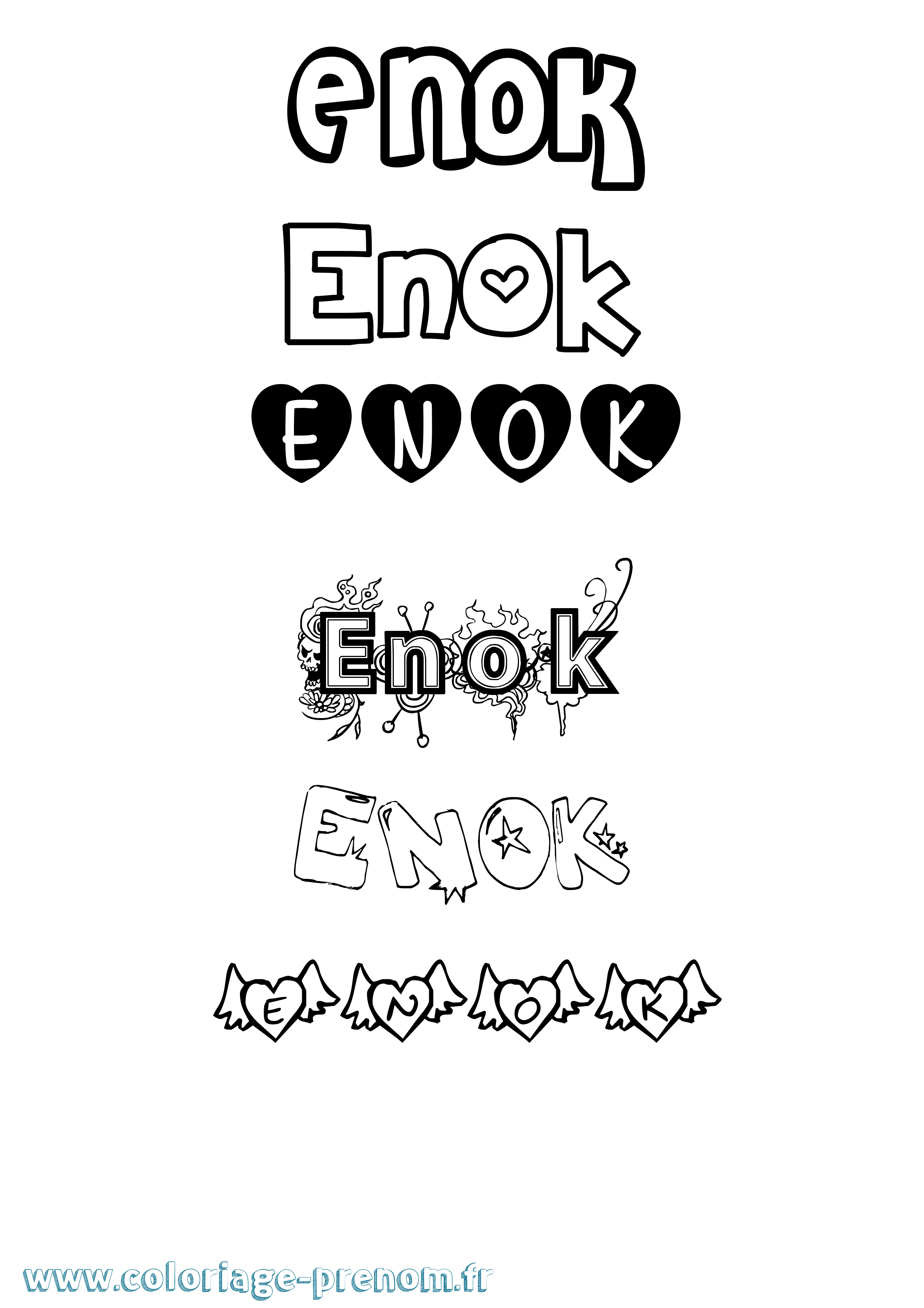 Coloriage prénom Enok Girly
