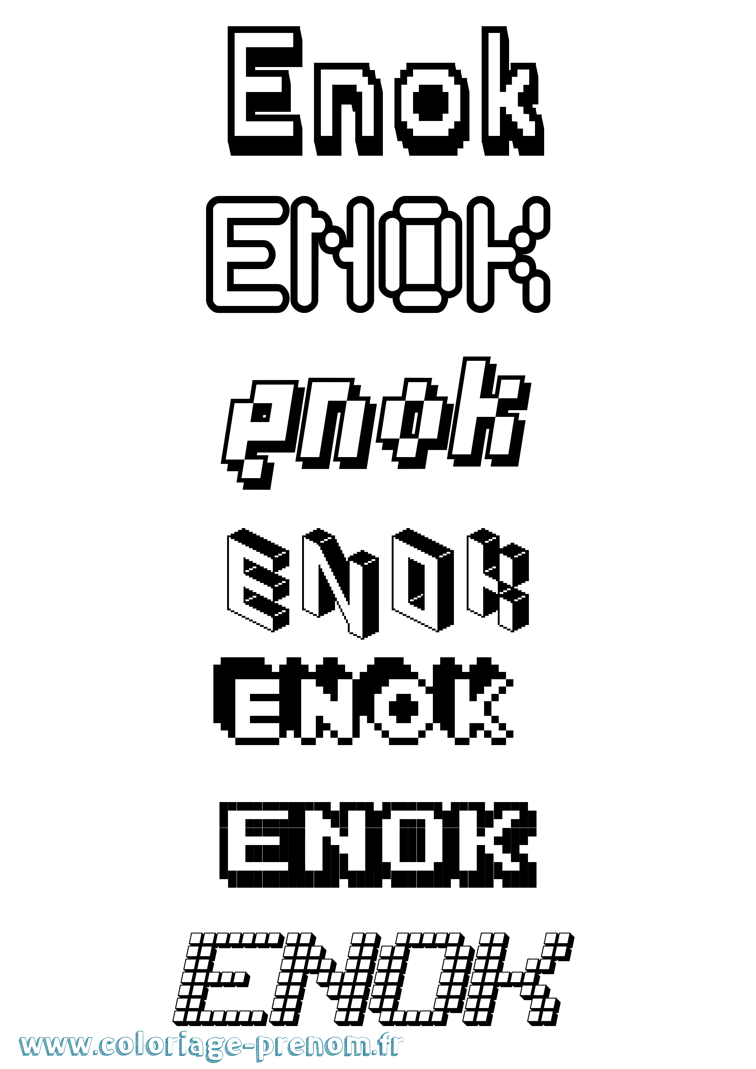 Coloriage prénom Enok Pixel