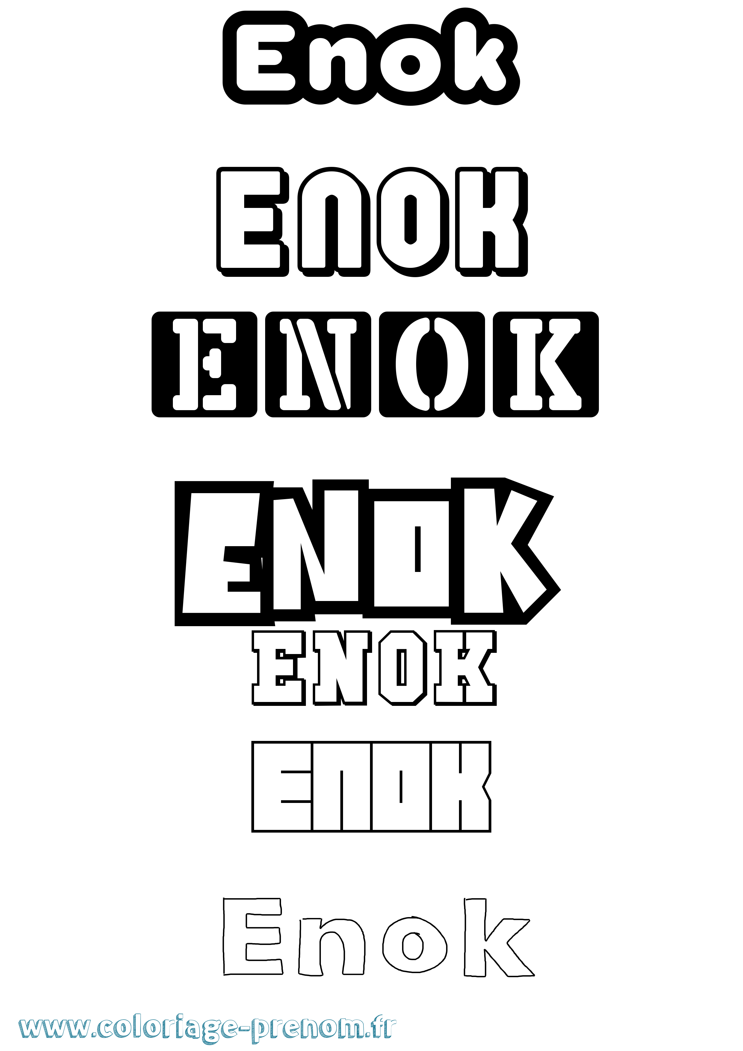Coloriage prénom Enok Simple