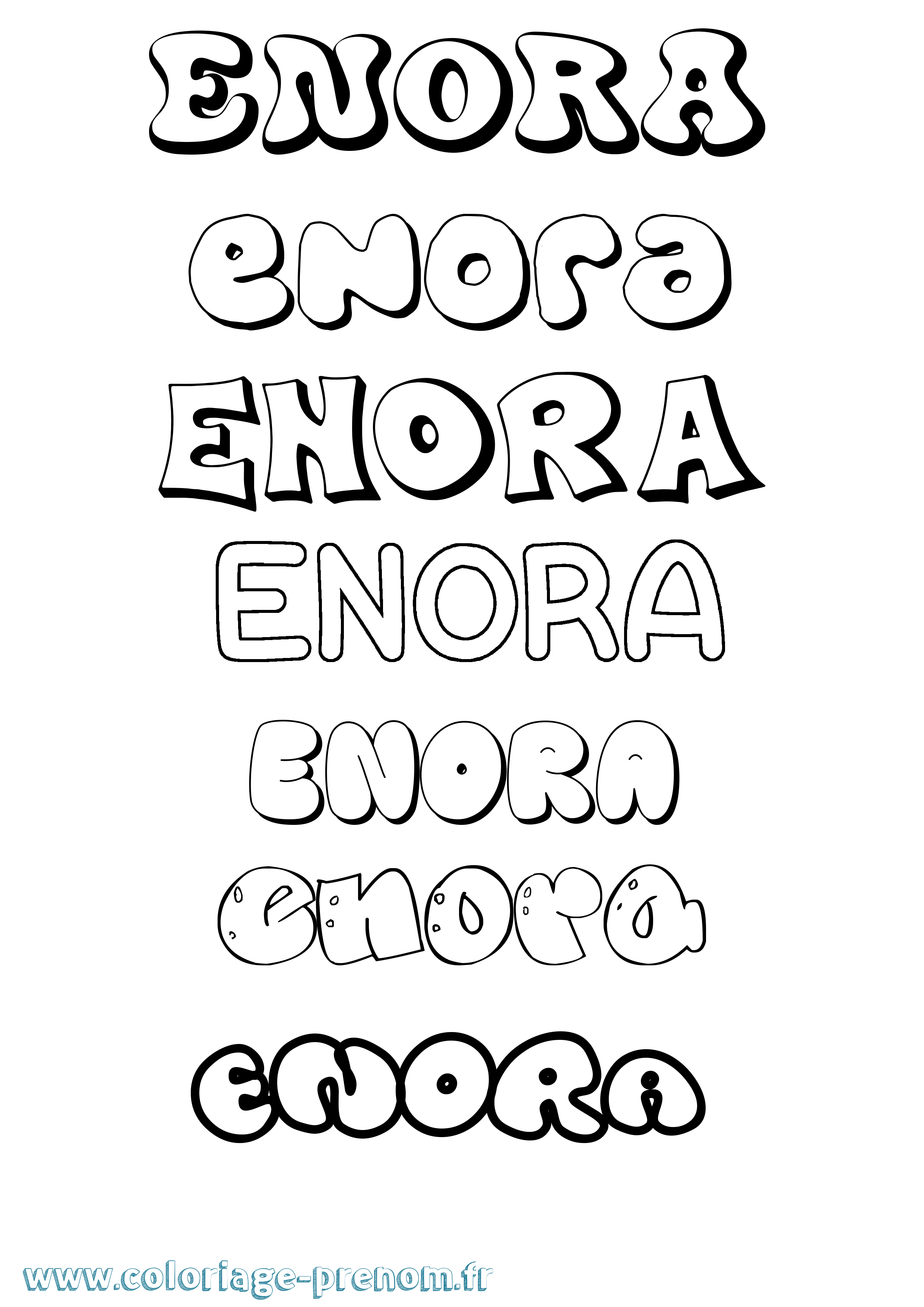 Coloriage Enora Bubble Coloriage prénom Enora Bubble