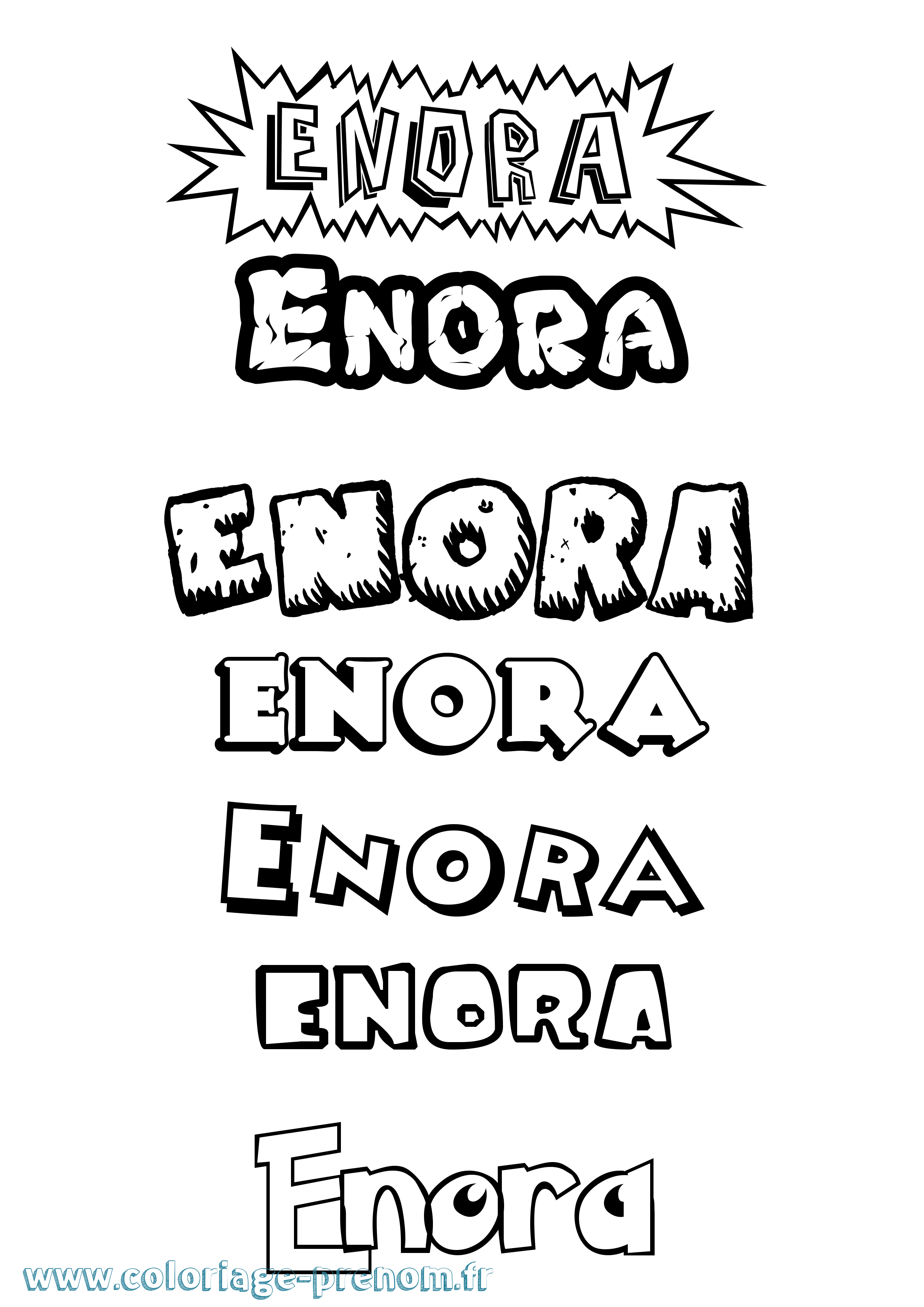 Coloriage Enora Dessin Animé Coloriage prénom Enora Dessin Animé
