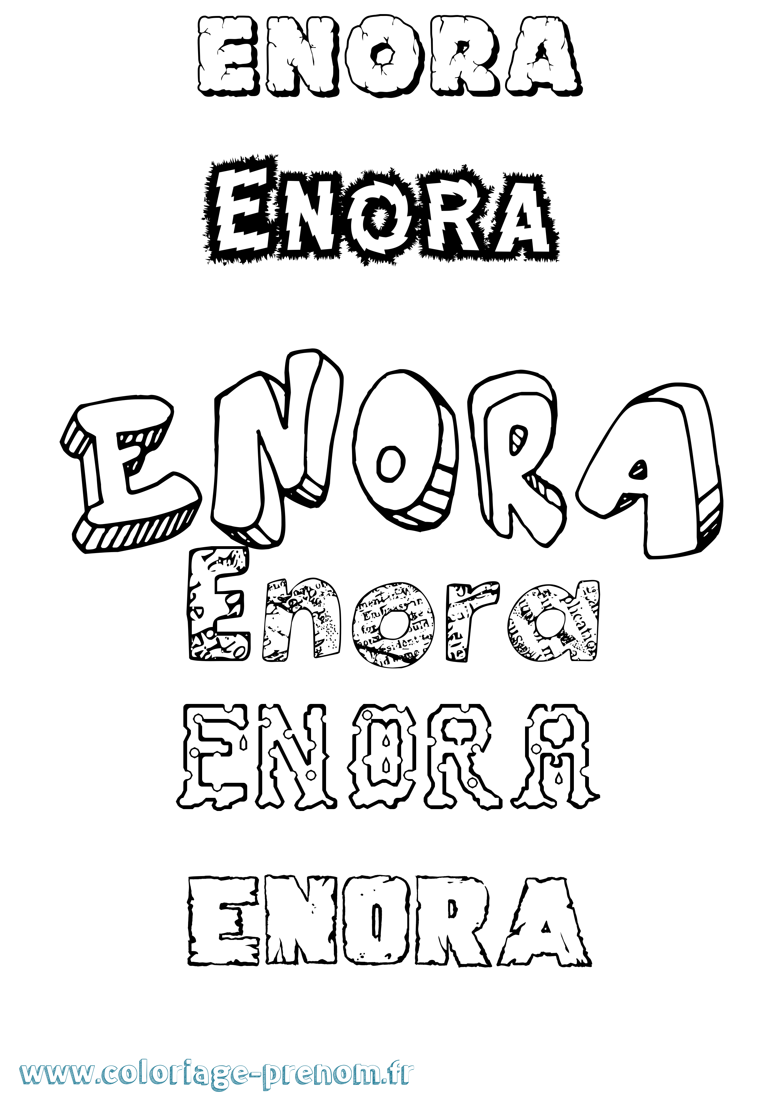 Coloriage Enora Destructuré Coloriage prénom Enora Destructuré