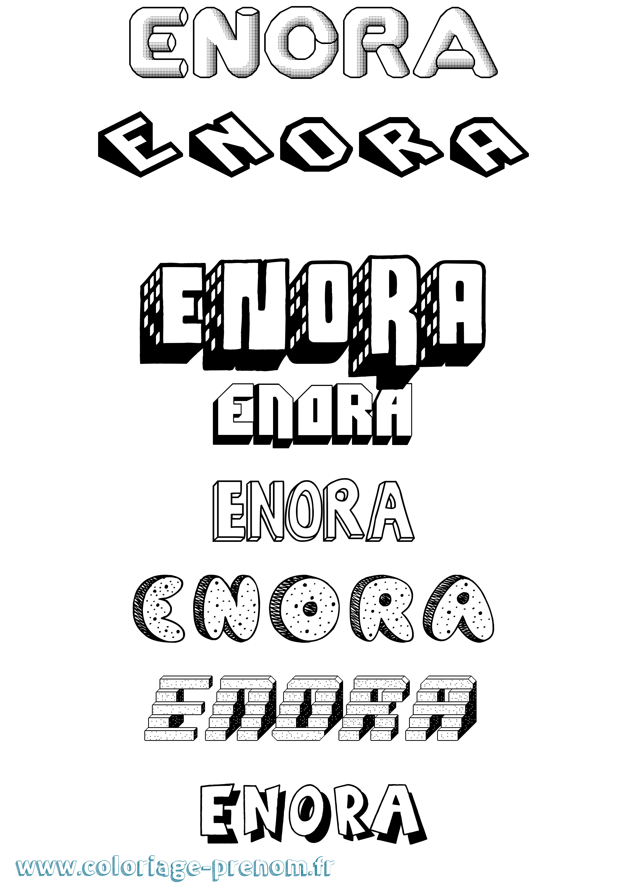 Coloriage Enora Effet 3D Coloriage prénom Enora Effet 3D