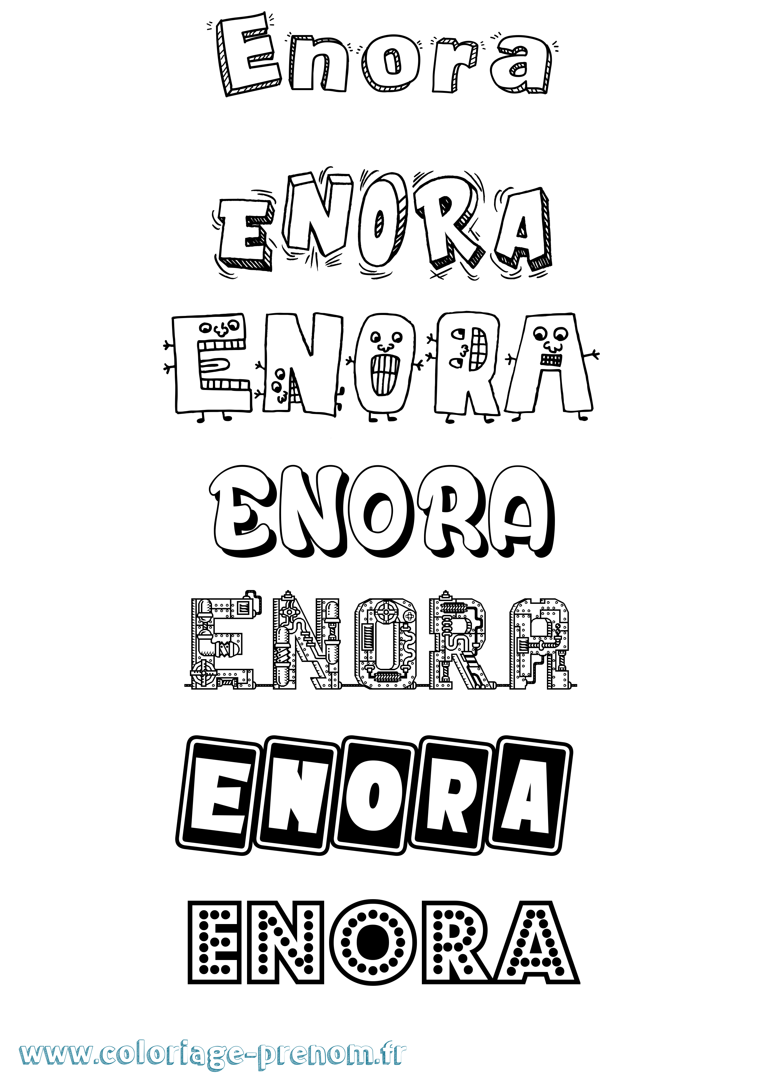 Coloriage Enora Fun Coloriage prénom Enora Fun