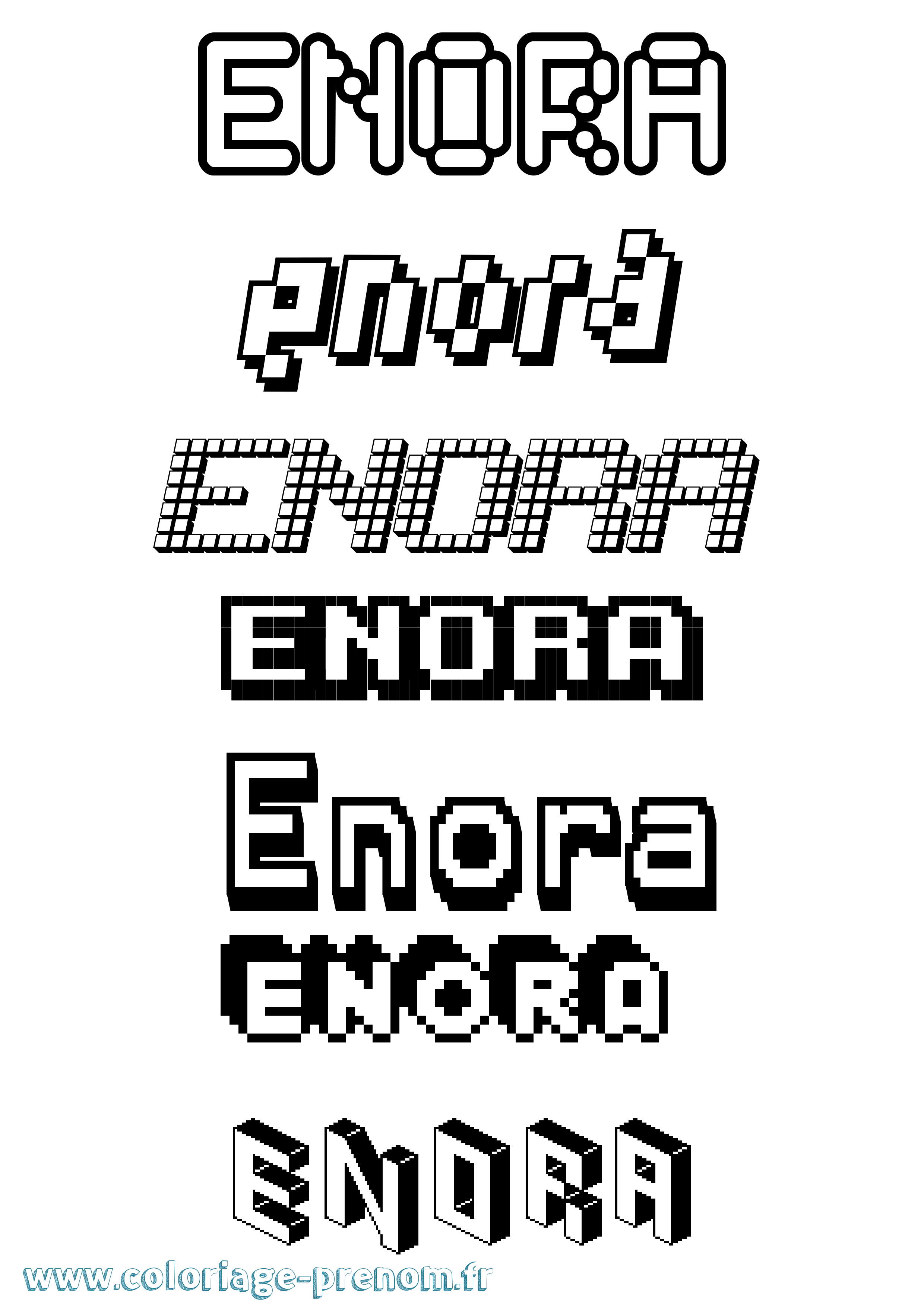 Coloriage Enora Pixel Coloriage prénom Enora Pixel