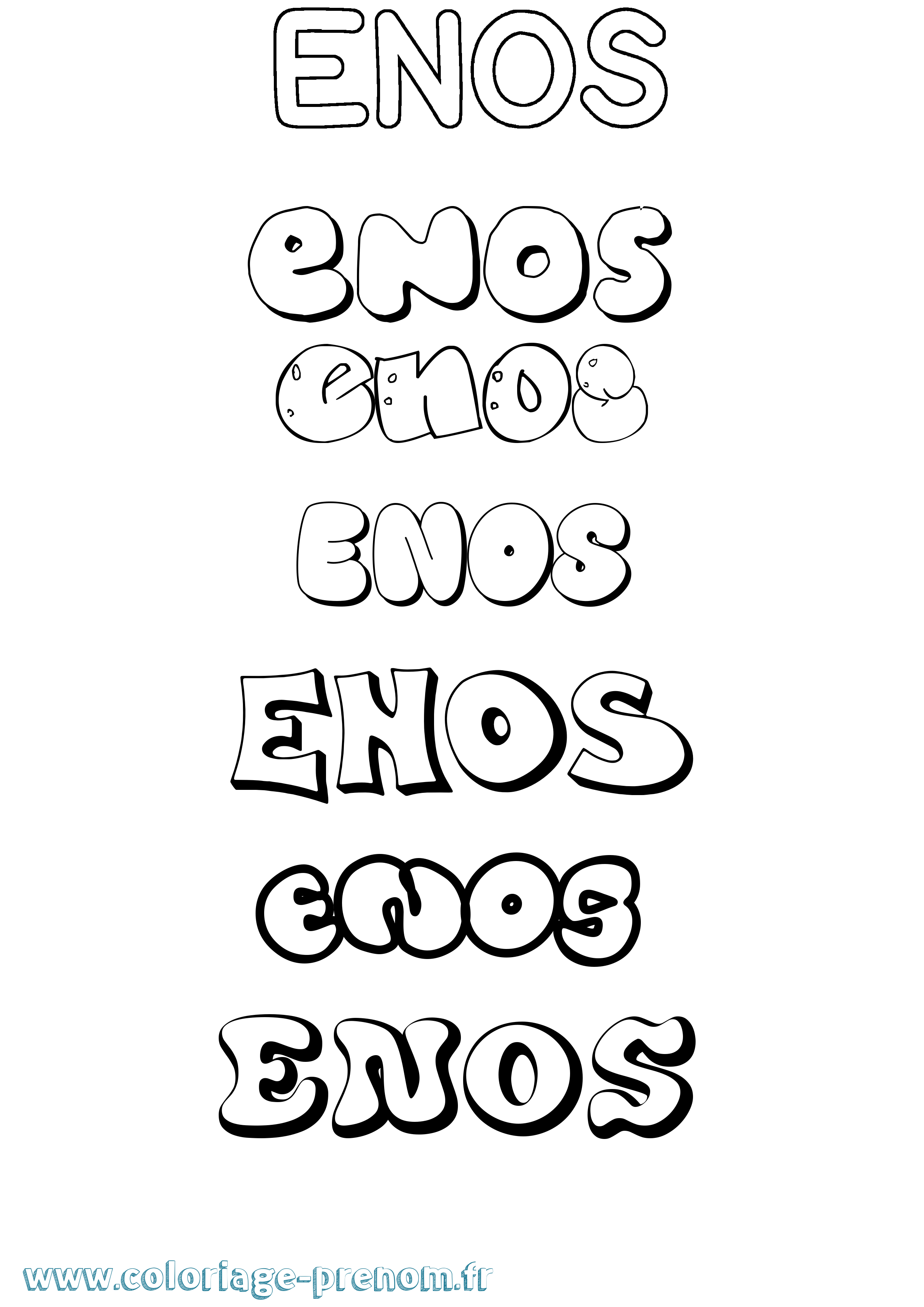 Coloriage Enos Bubble Coloriage prénom Enos Bubble