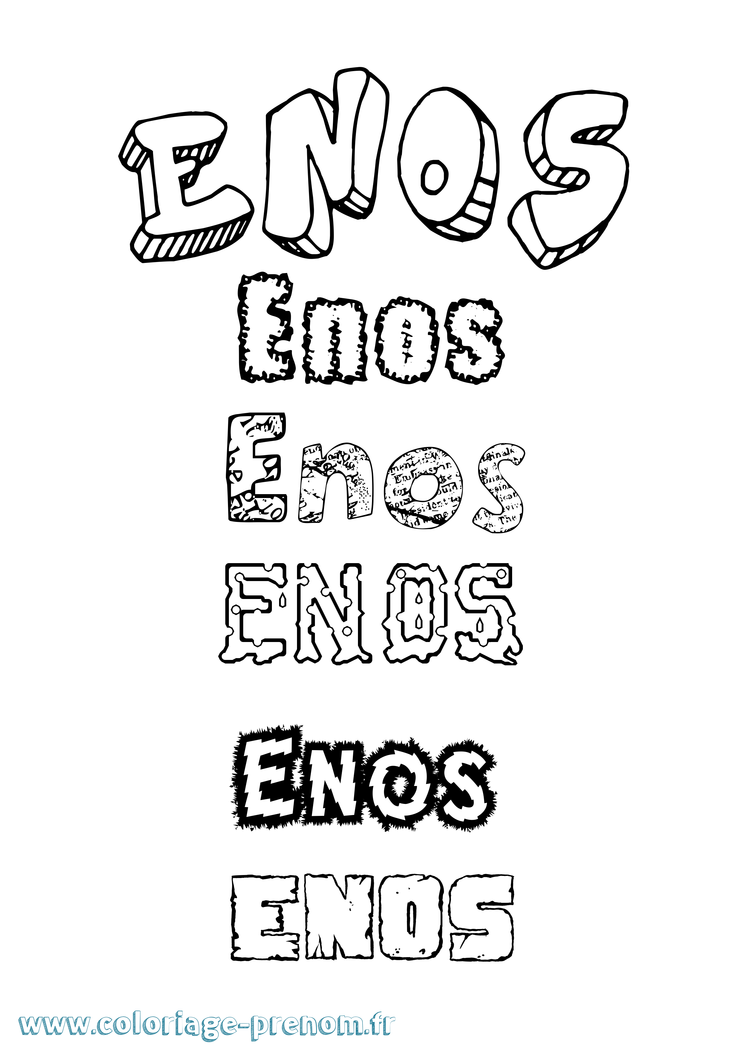 Coloriage Enos Destructuré Coloriage prénom Enos Destructuré
