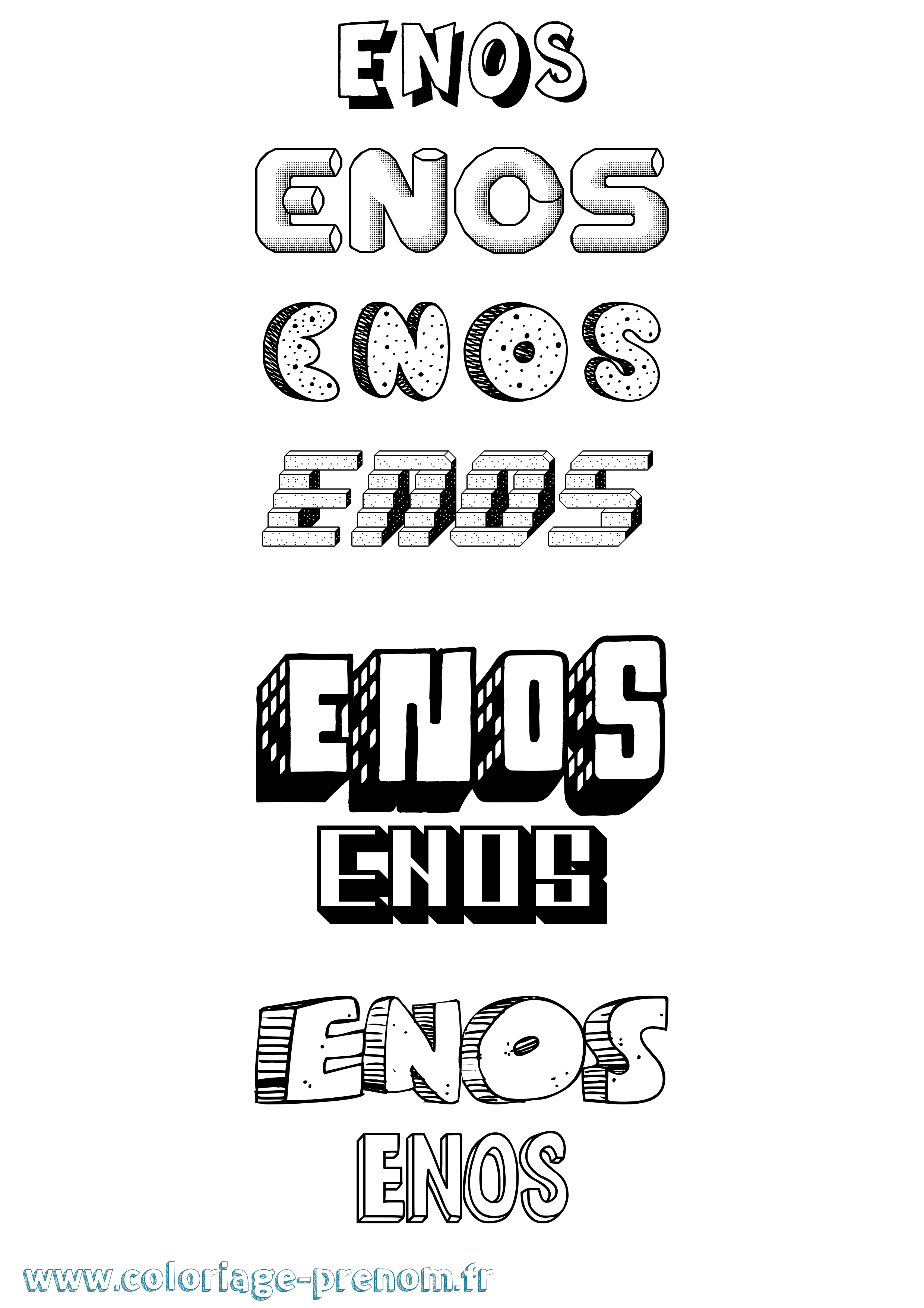 Coloriage Enos Effet 3D Coloriage prénom Enos Effet 3D
