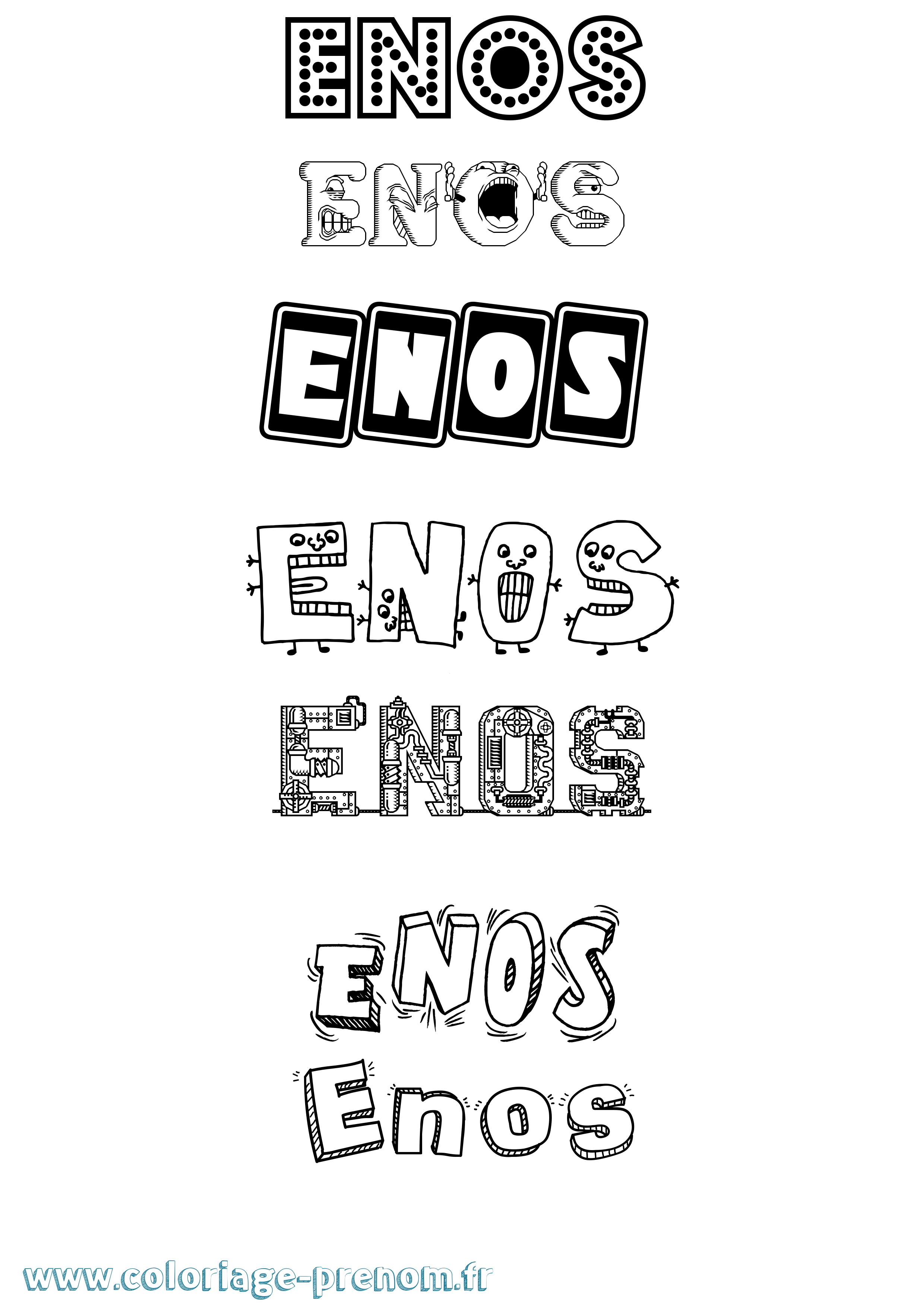 Coloriage prénom Enos Fun