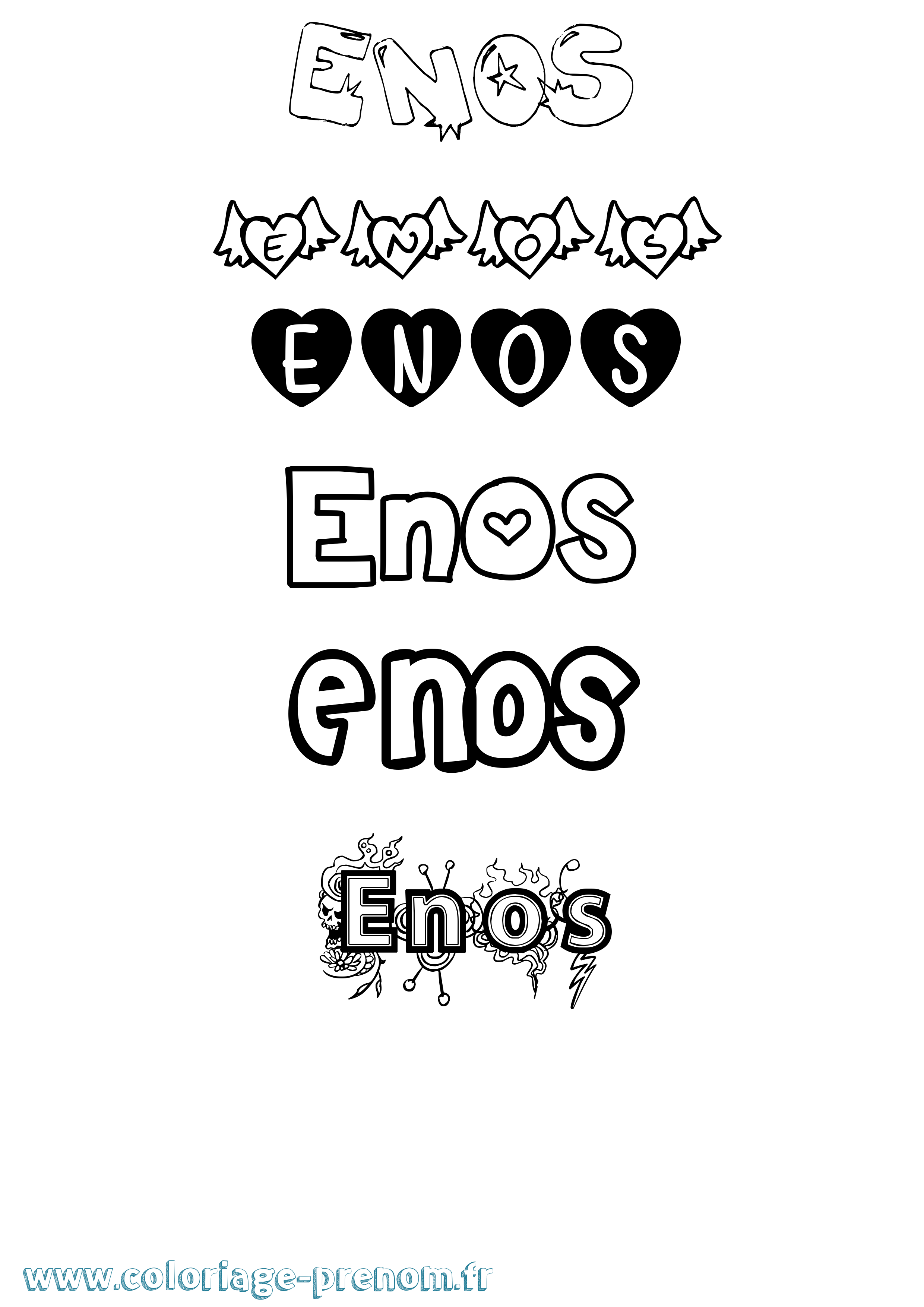 Coloriage Enos Girly Coloriage prénom Enos Girly