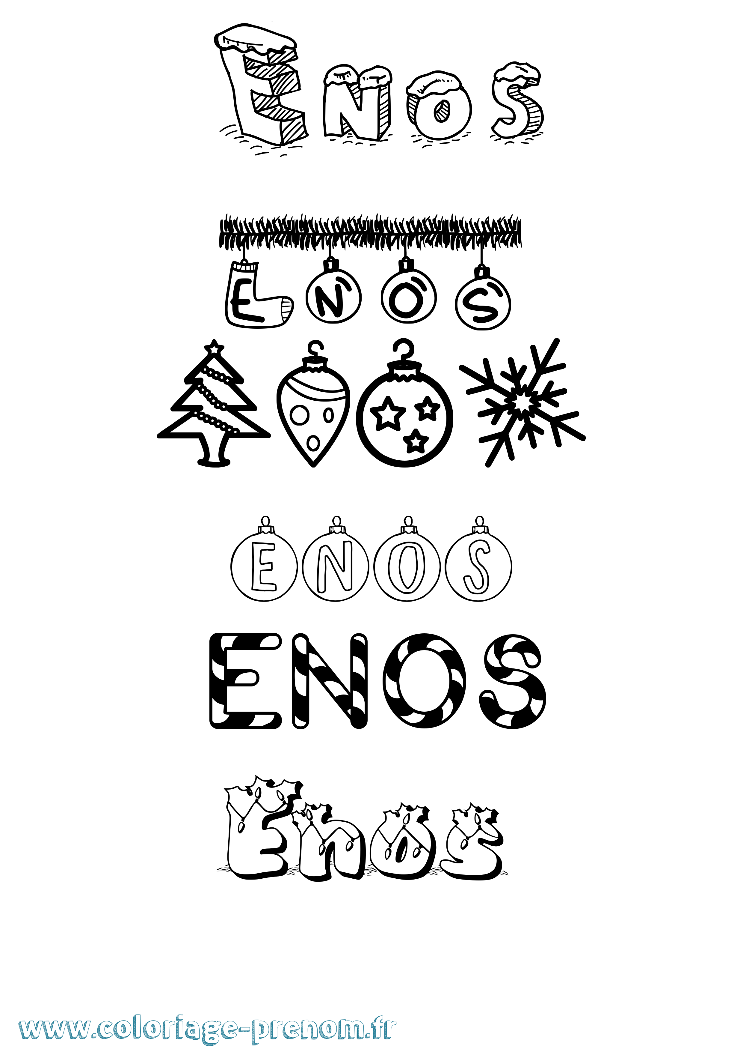 Coloriage Enos Noël Coloriage prénom Enos Noël
