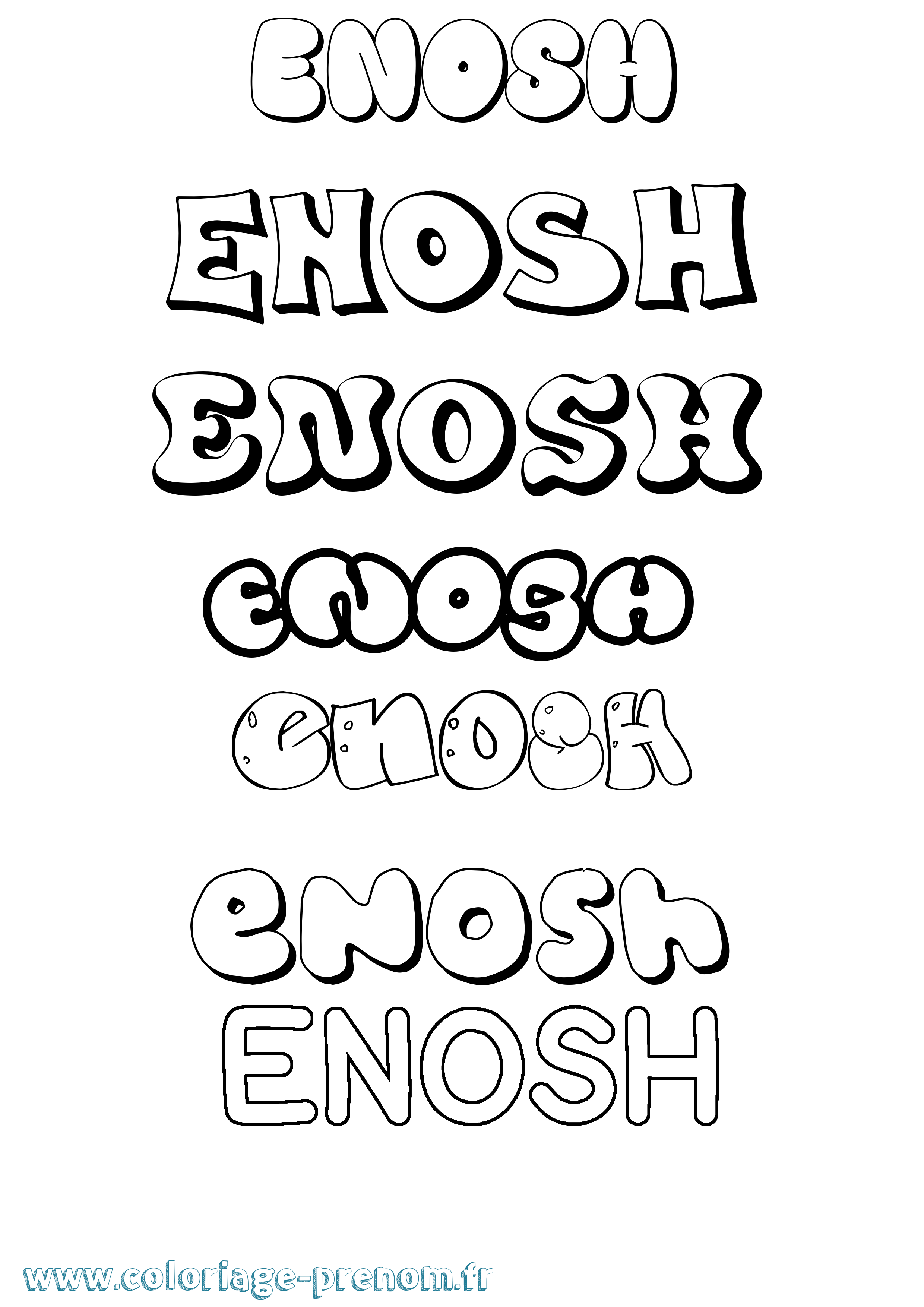 Coloriage prénom Enosh Bubble