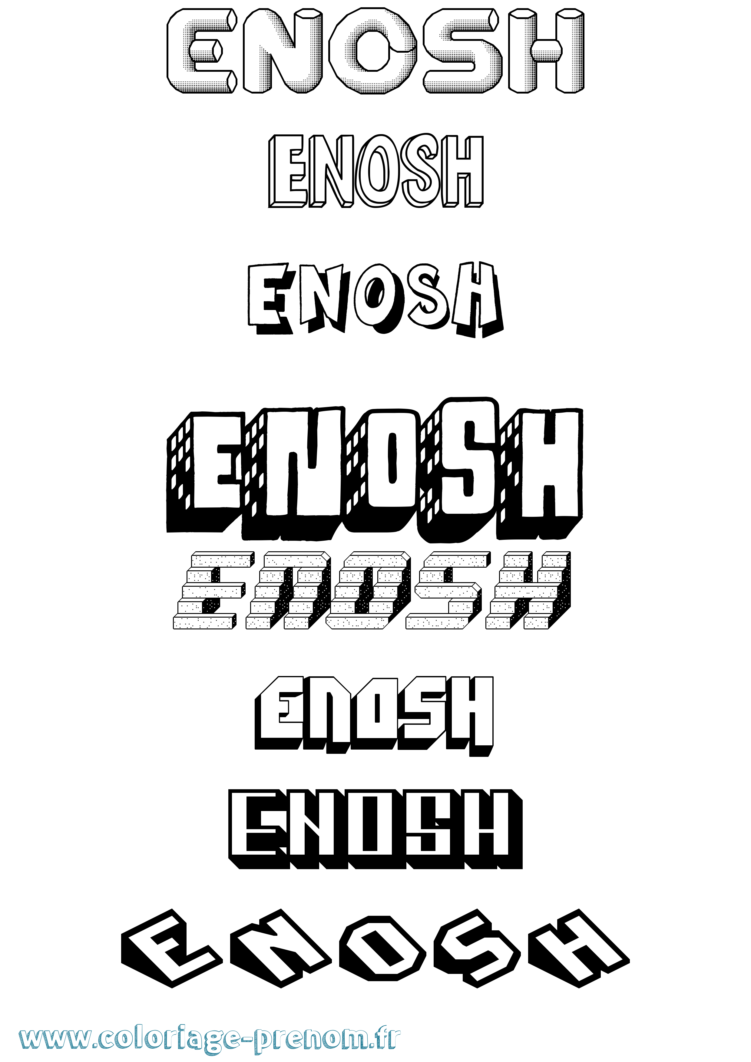 Coloriage prénom Enosh Effet 3D