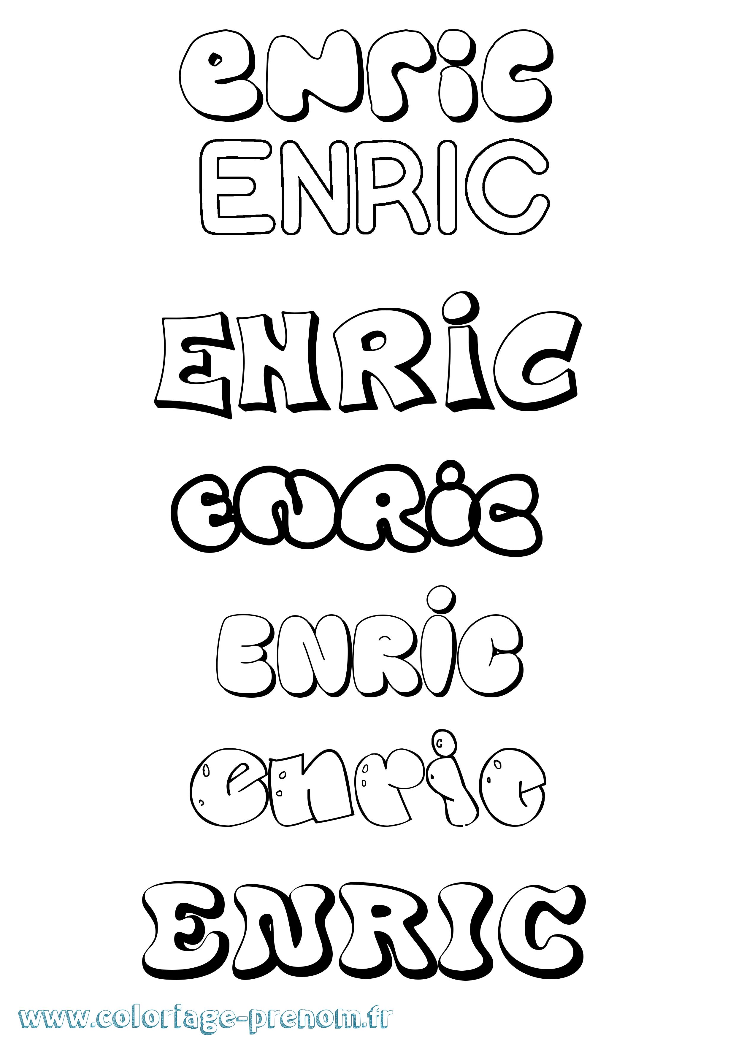 Coloriage Enric Bubble Coloriage prénom Enric Bubble