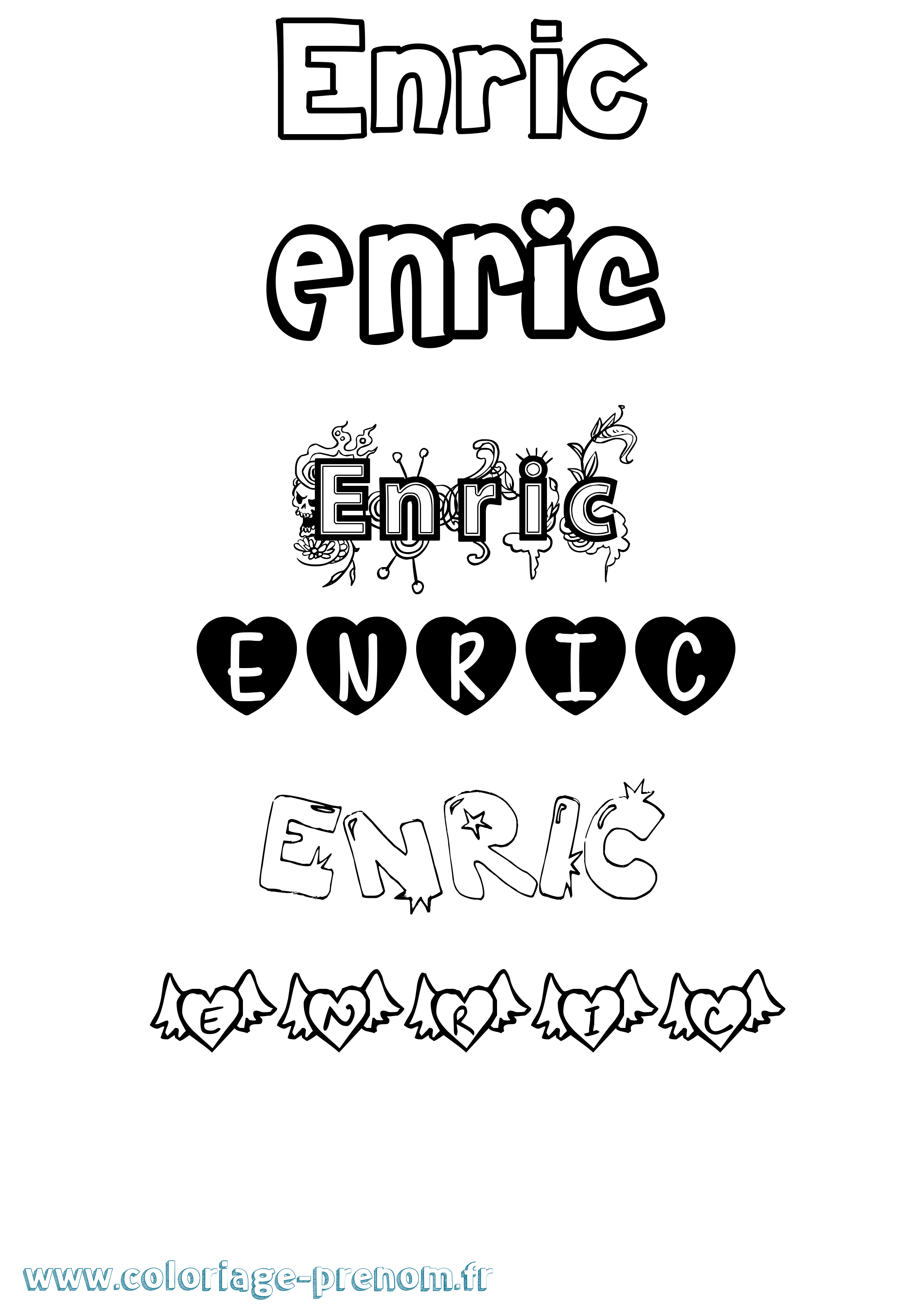 Coloriage Enric Girly Coloriage prénom Enric Girly