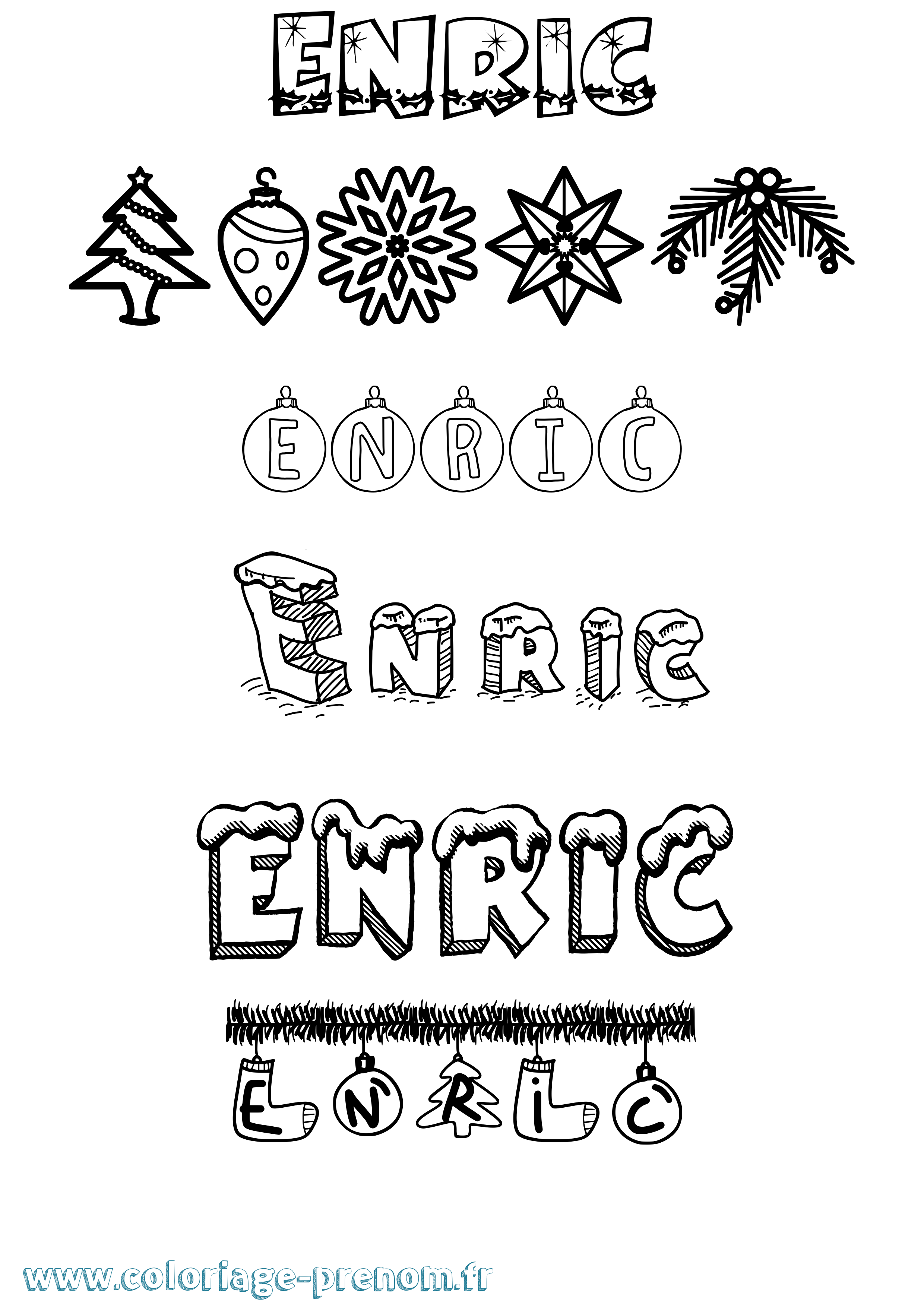 Coloriage Enric Noël Coloriage prénom Enric Noël