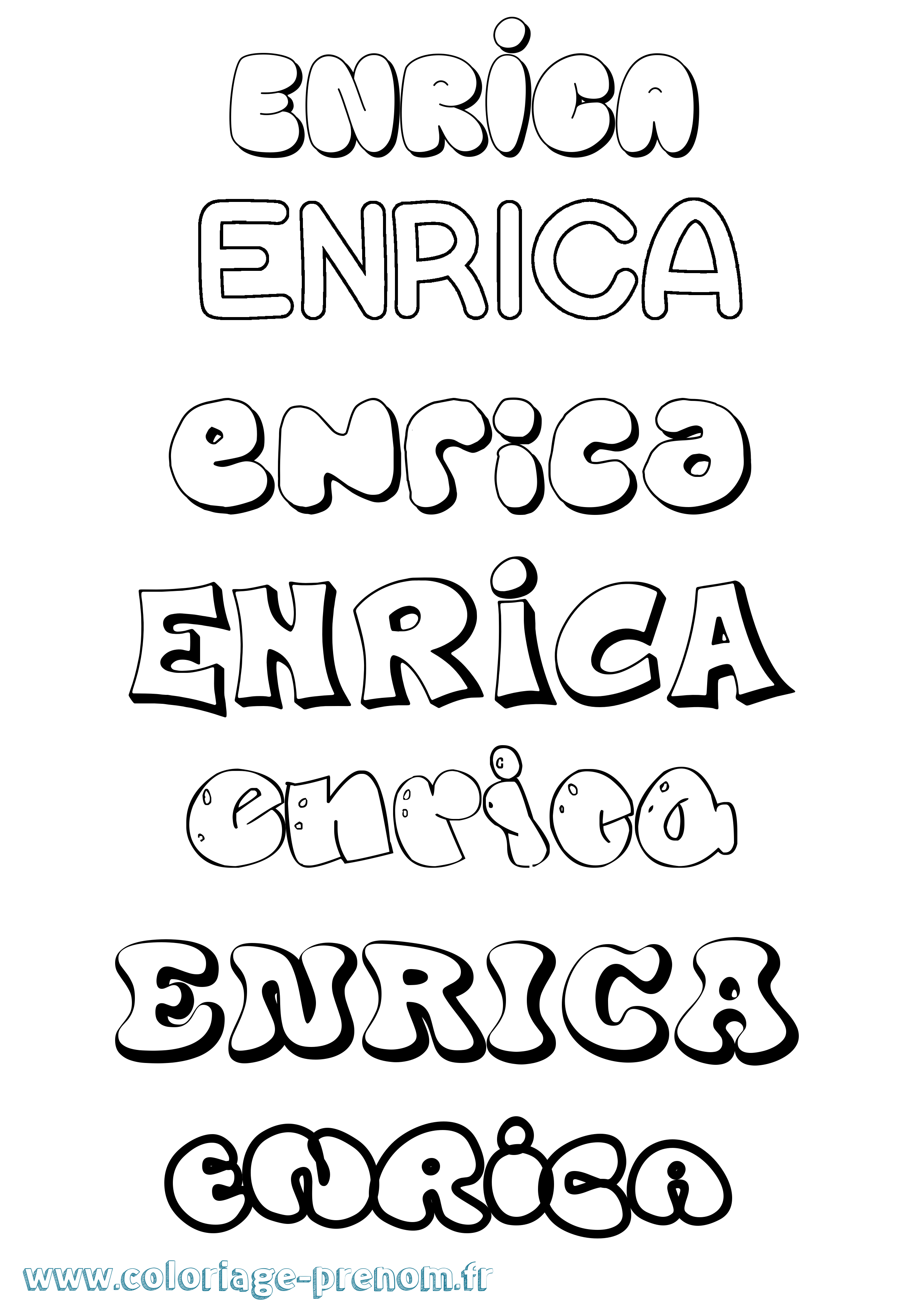 Coloriage Enrica Bubble Coloriage prénom Enrica Bubble