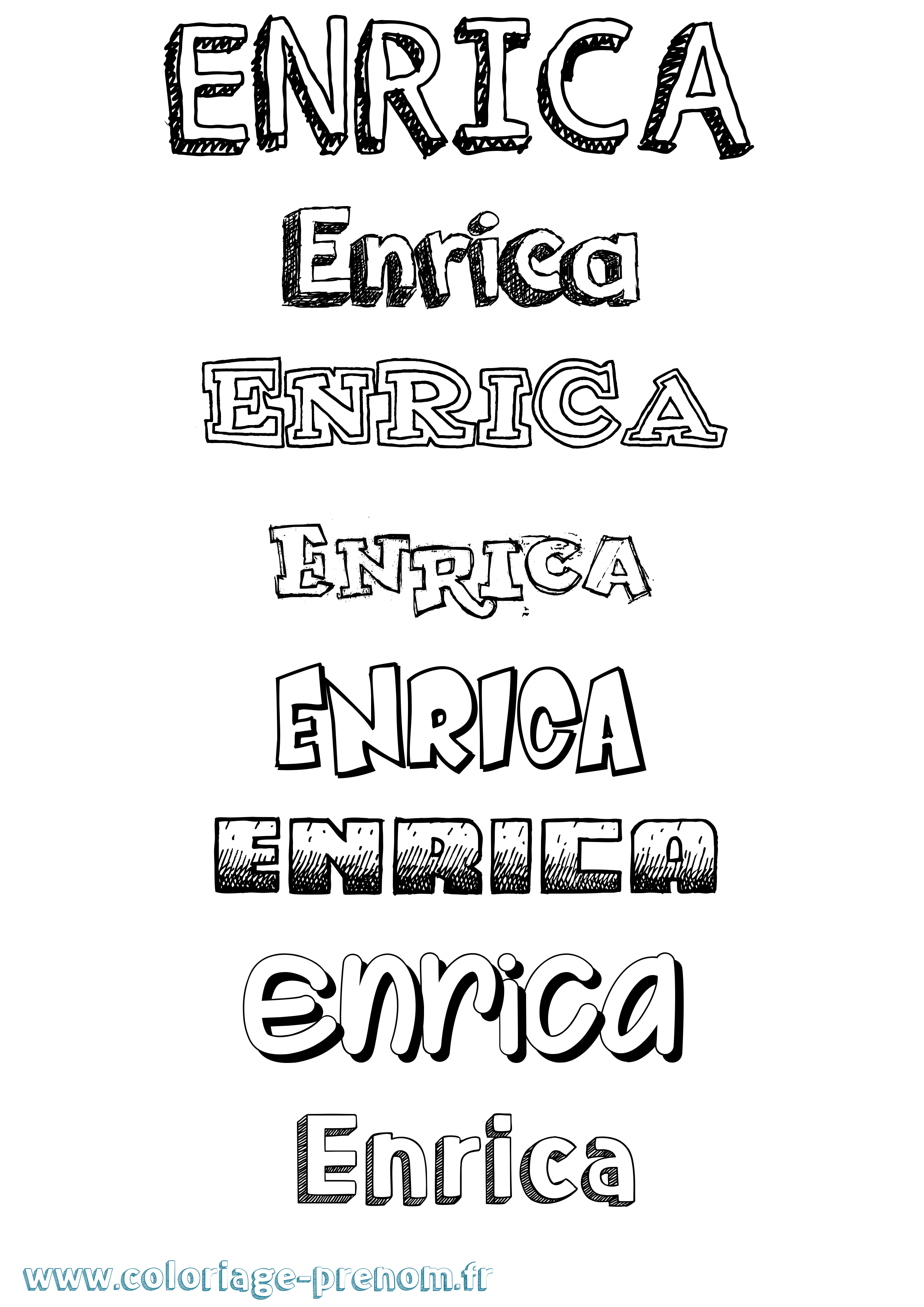 Coloriage Enrica Dessiné Coloriage prénom Enrica Dessiné