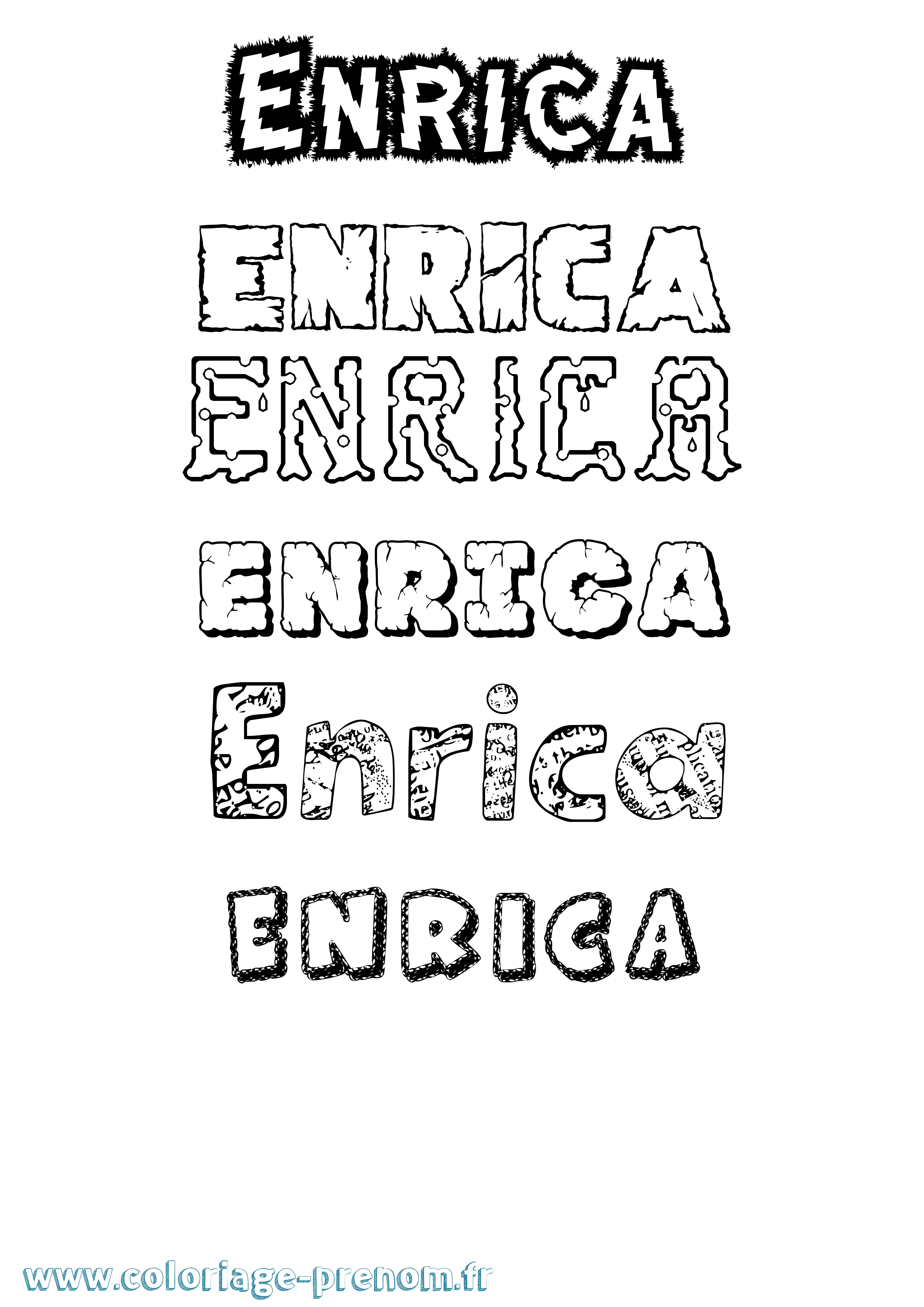Coloriage Enrica Destructuré Coloriage prénom Enrica Destructuré