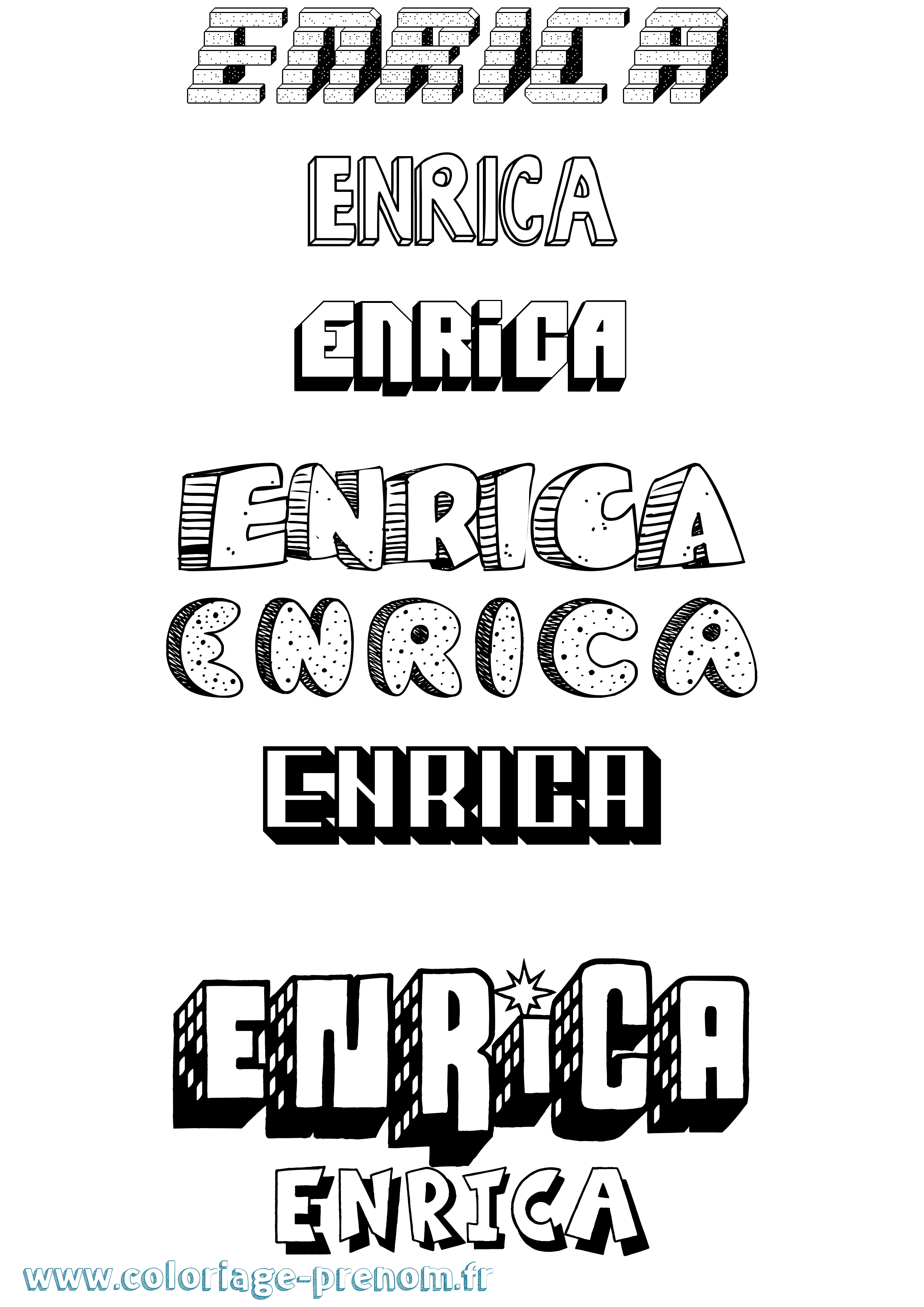 Coloriage Enrica Effet 3D Coloriage prénom Enrica Effet 3D