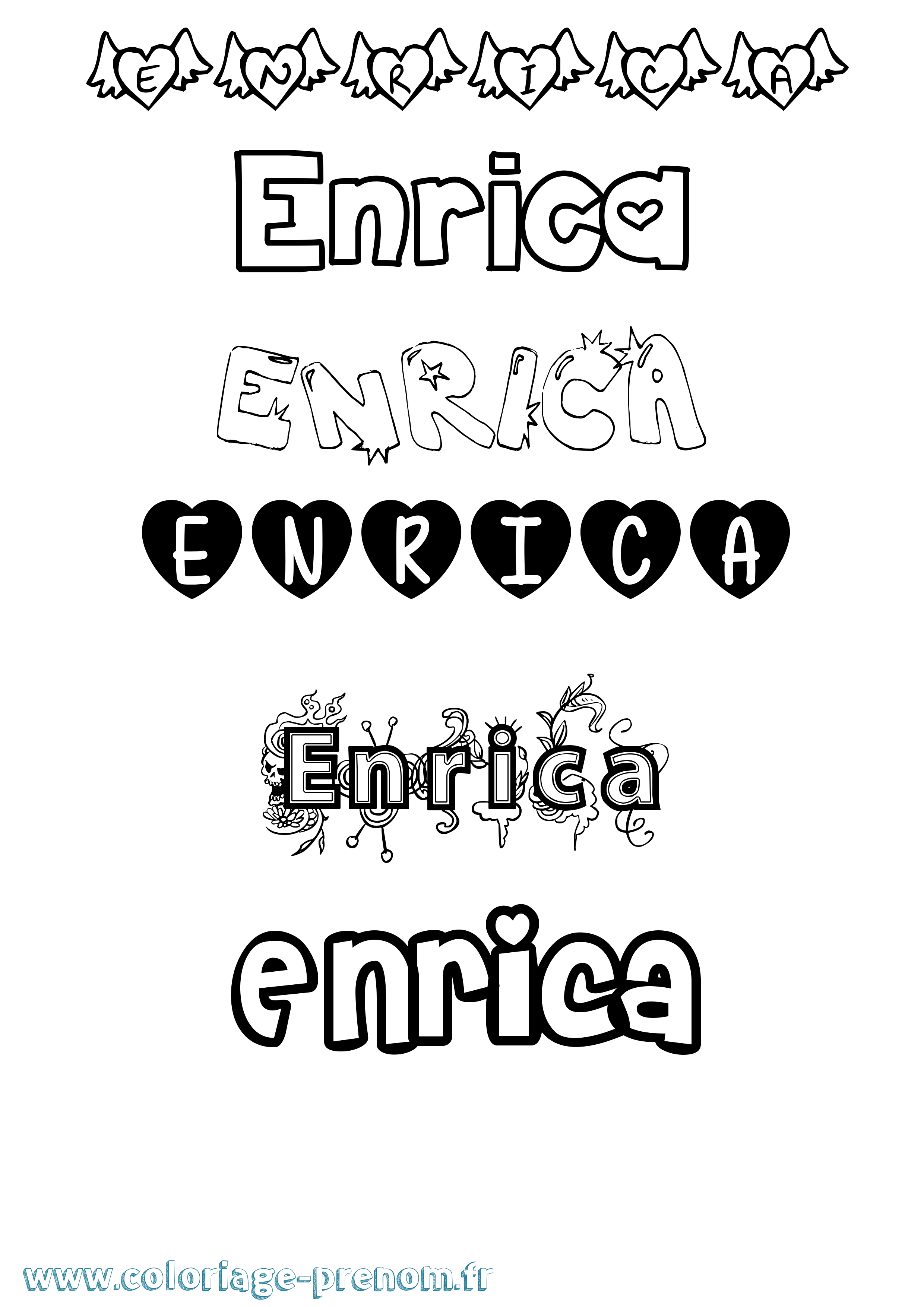 Coloriage prénom Enrica Girly