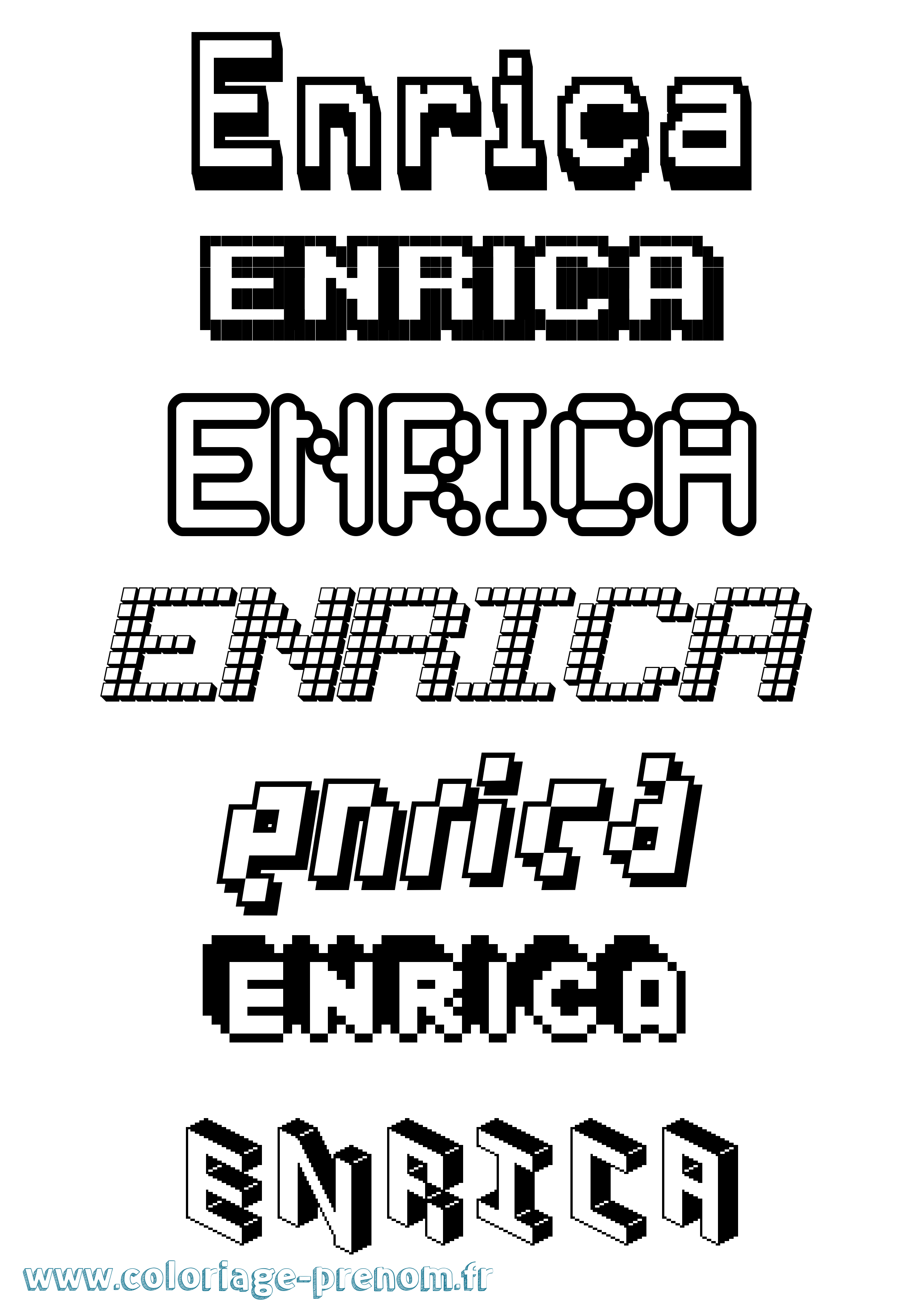 Coloriage prénom Enrica Pixel