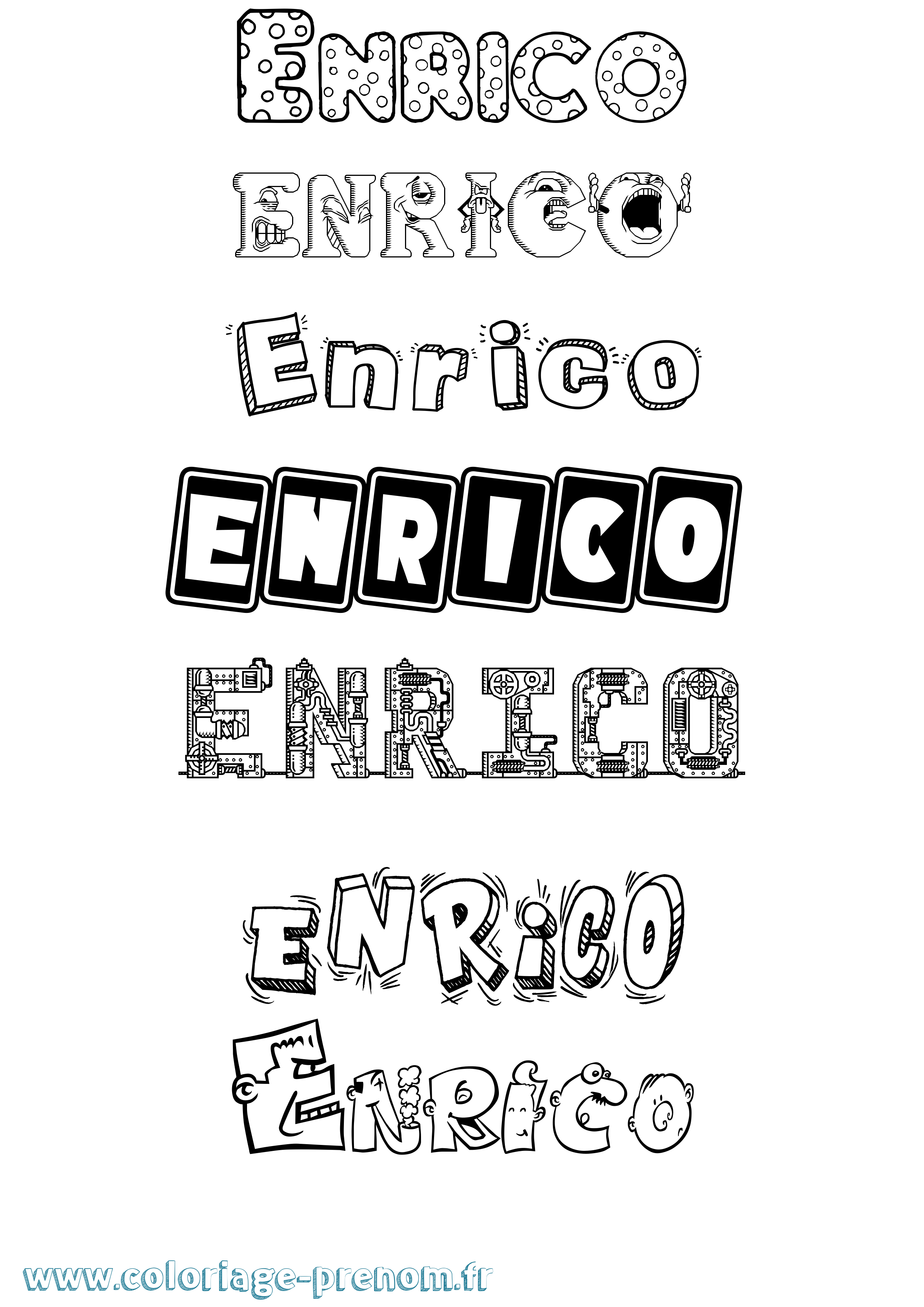 Coloriage prénom Enrico Fun