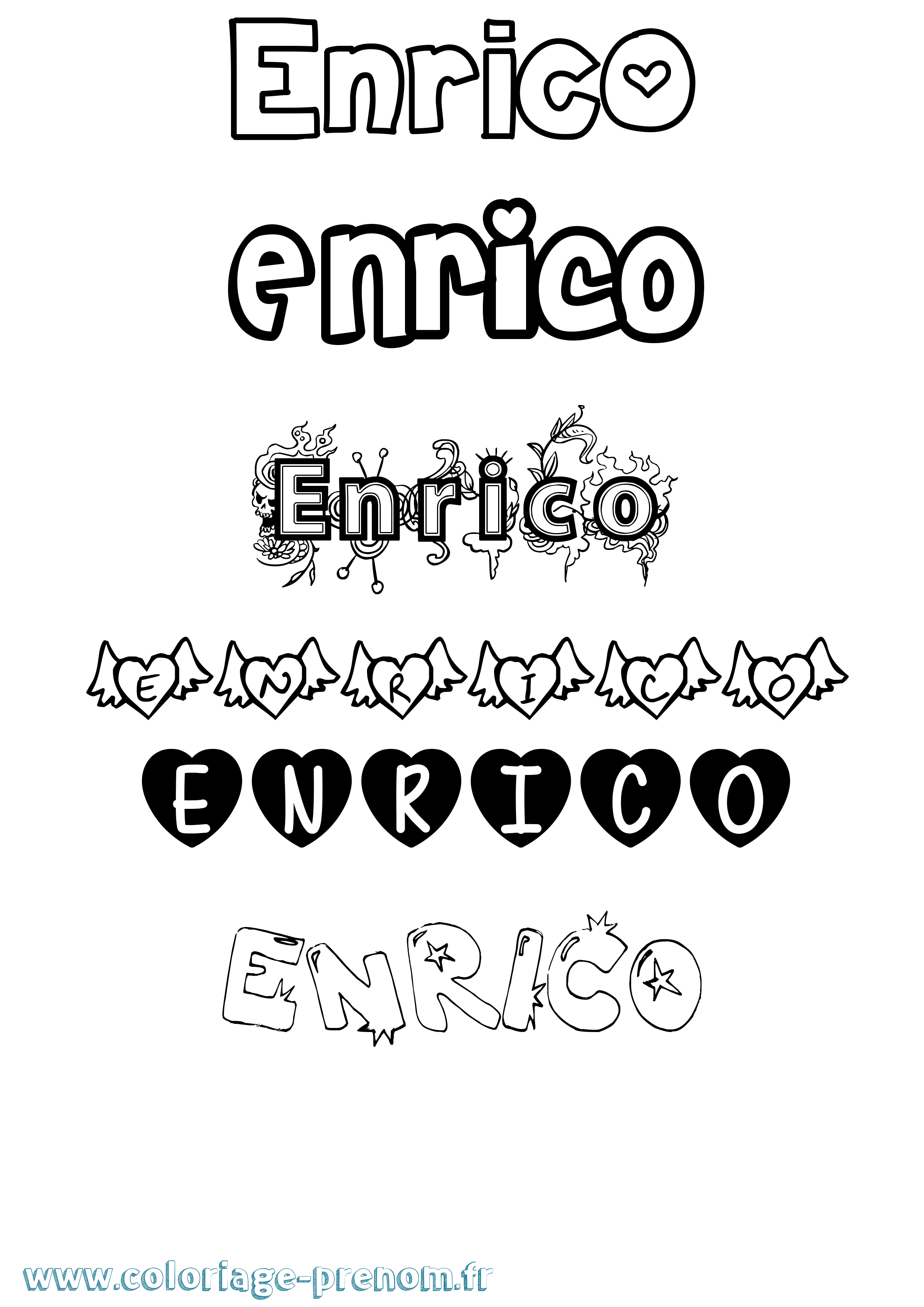 Coloriage prénom Enrico Girly
