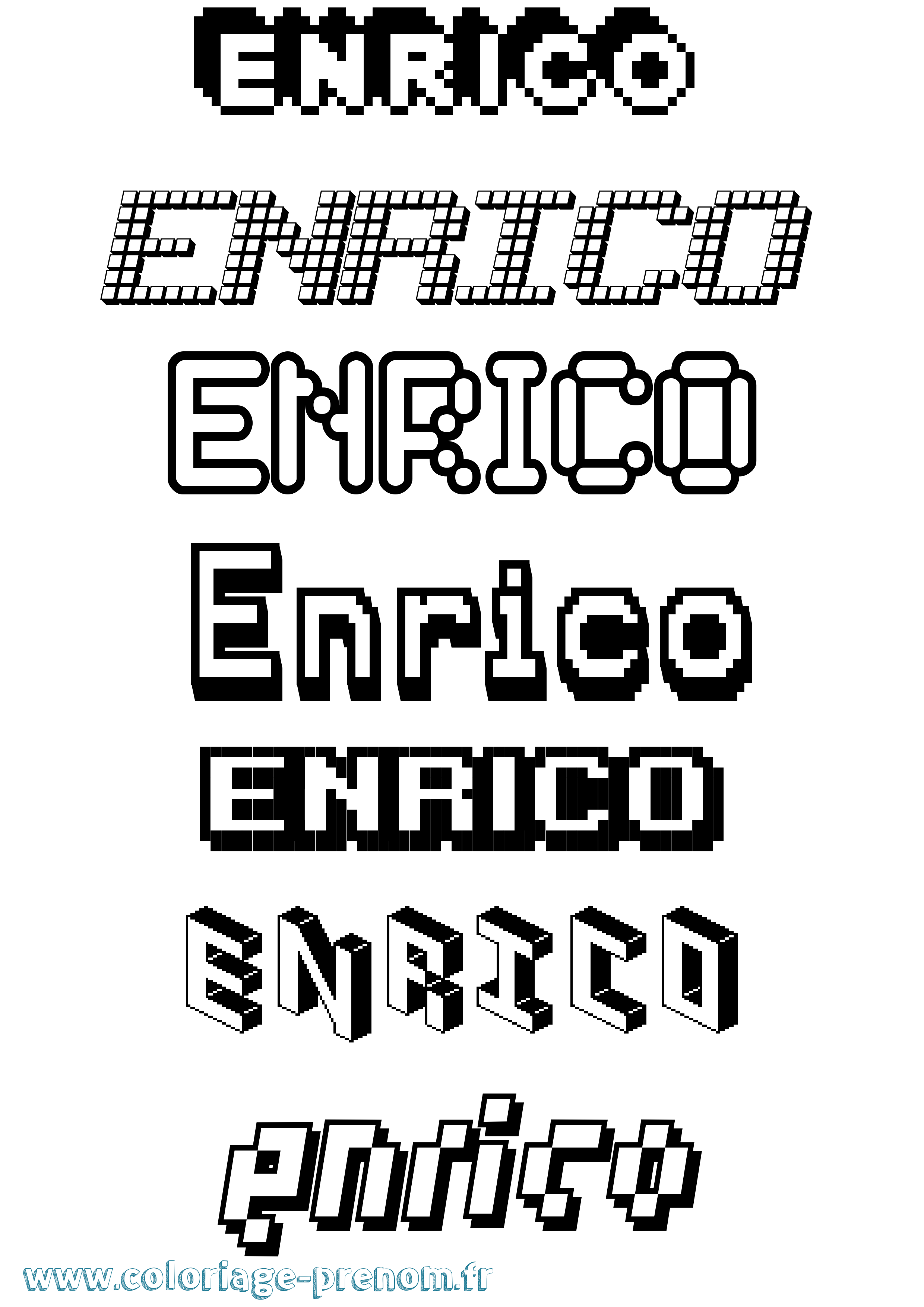 Coloriage prénom Enrico Pixel
