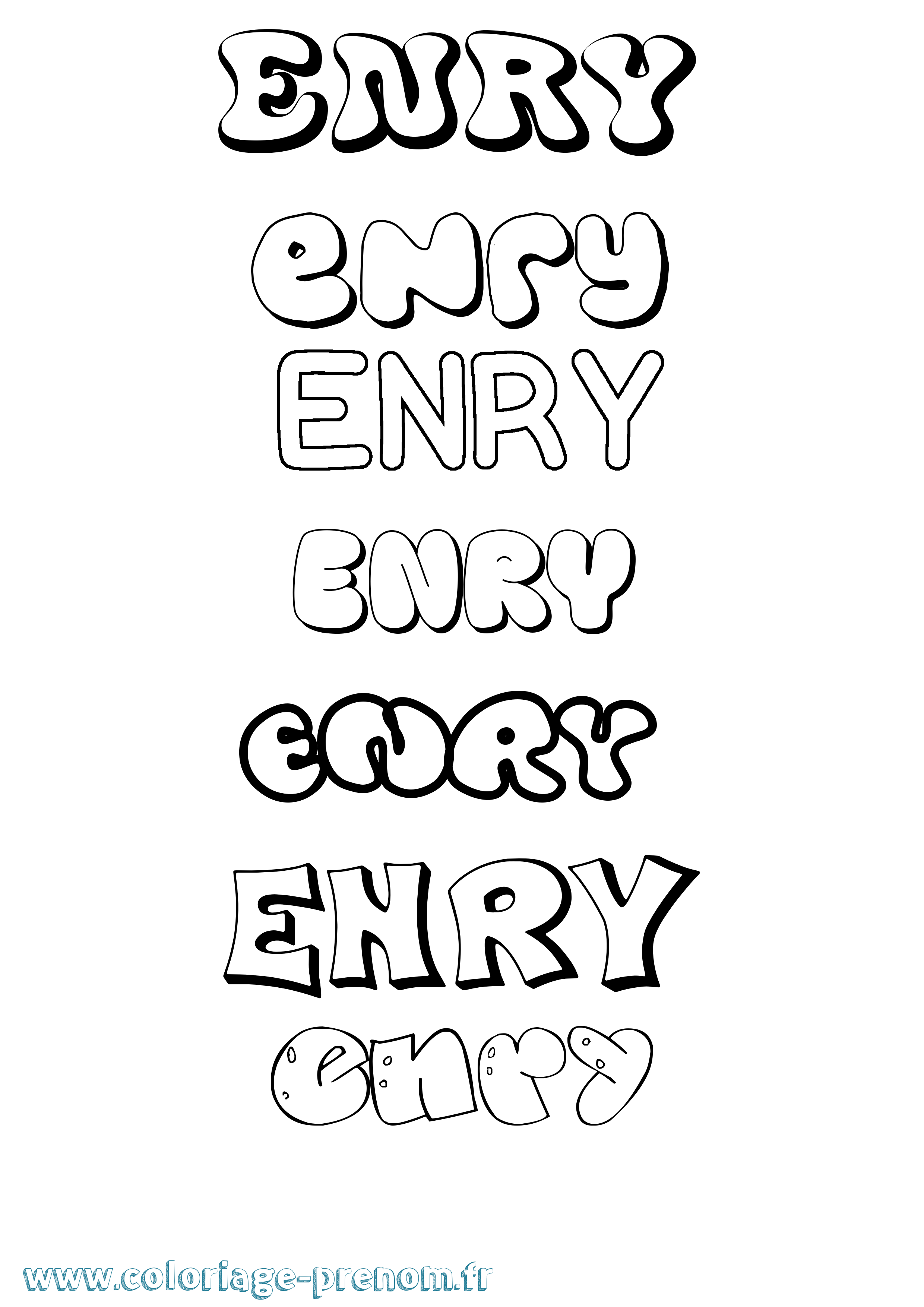 Coloriage Enry Bubble Coloriage prénom Enry Bubble