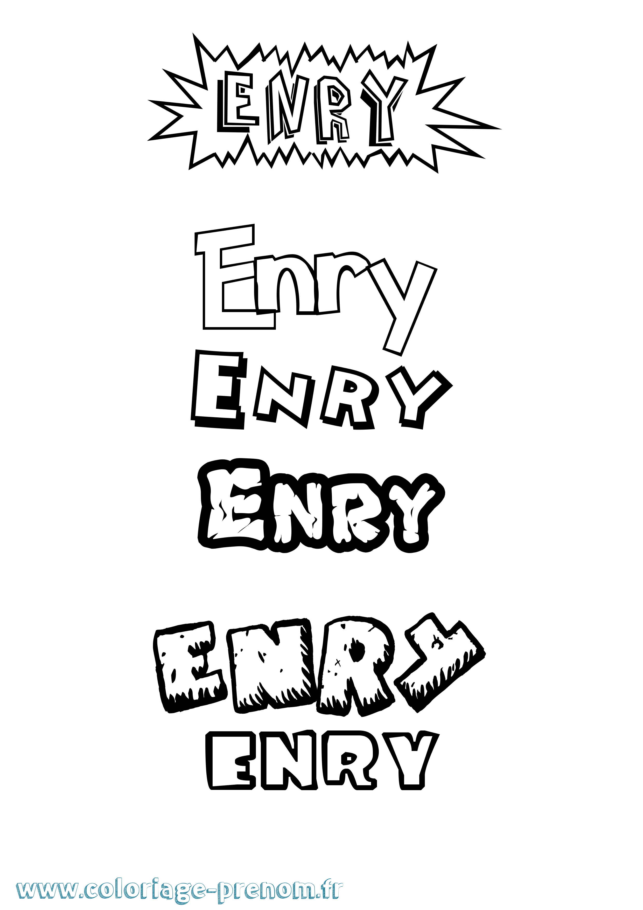 Coloriage Enry Dessin Animé Coloriage prénom Enry Dessin Animé