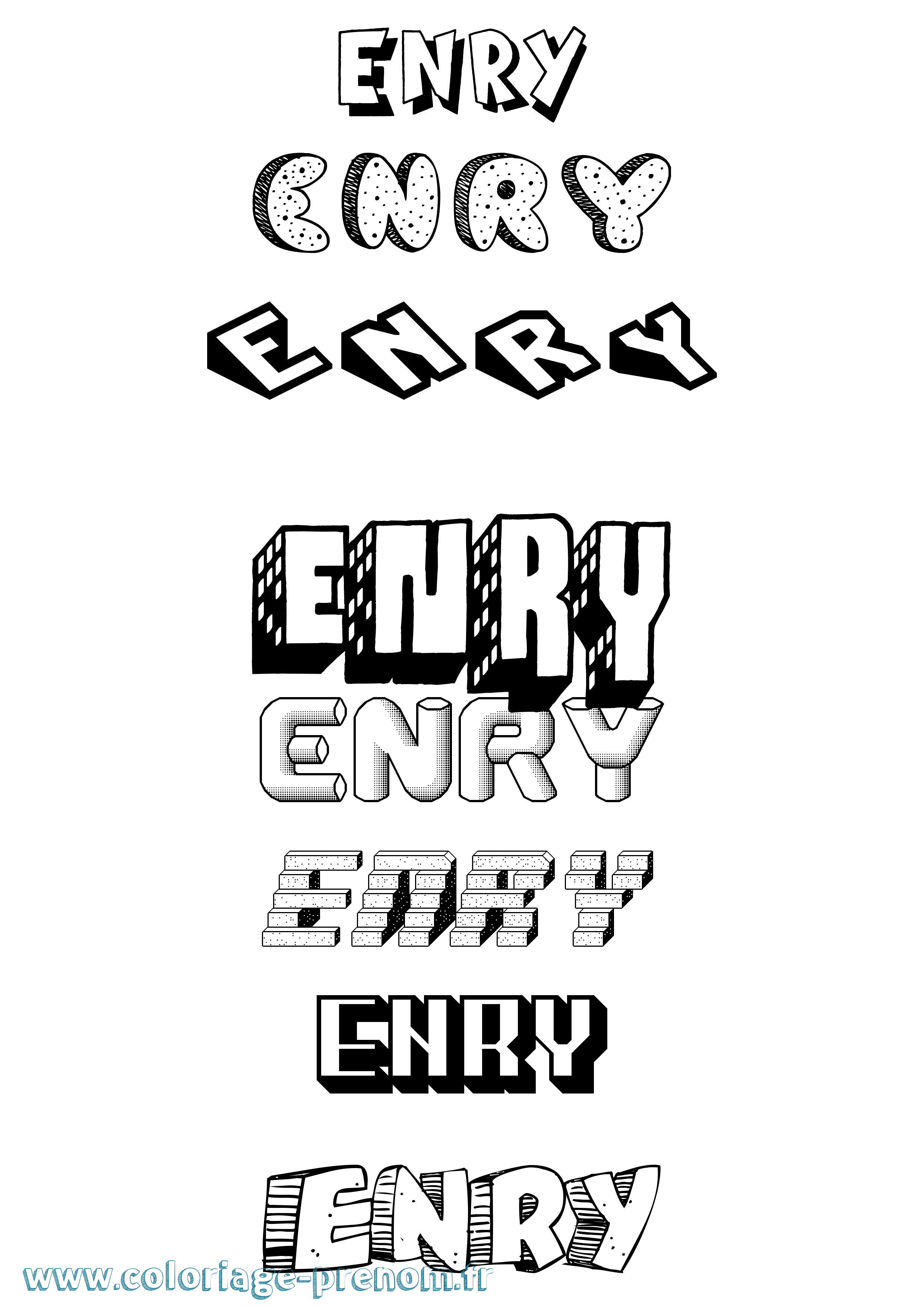 Coloriage Enry Effet 3D Coloriage prénom Enry Effet 3D