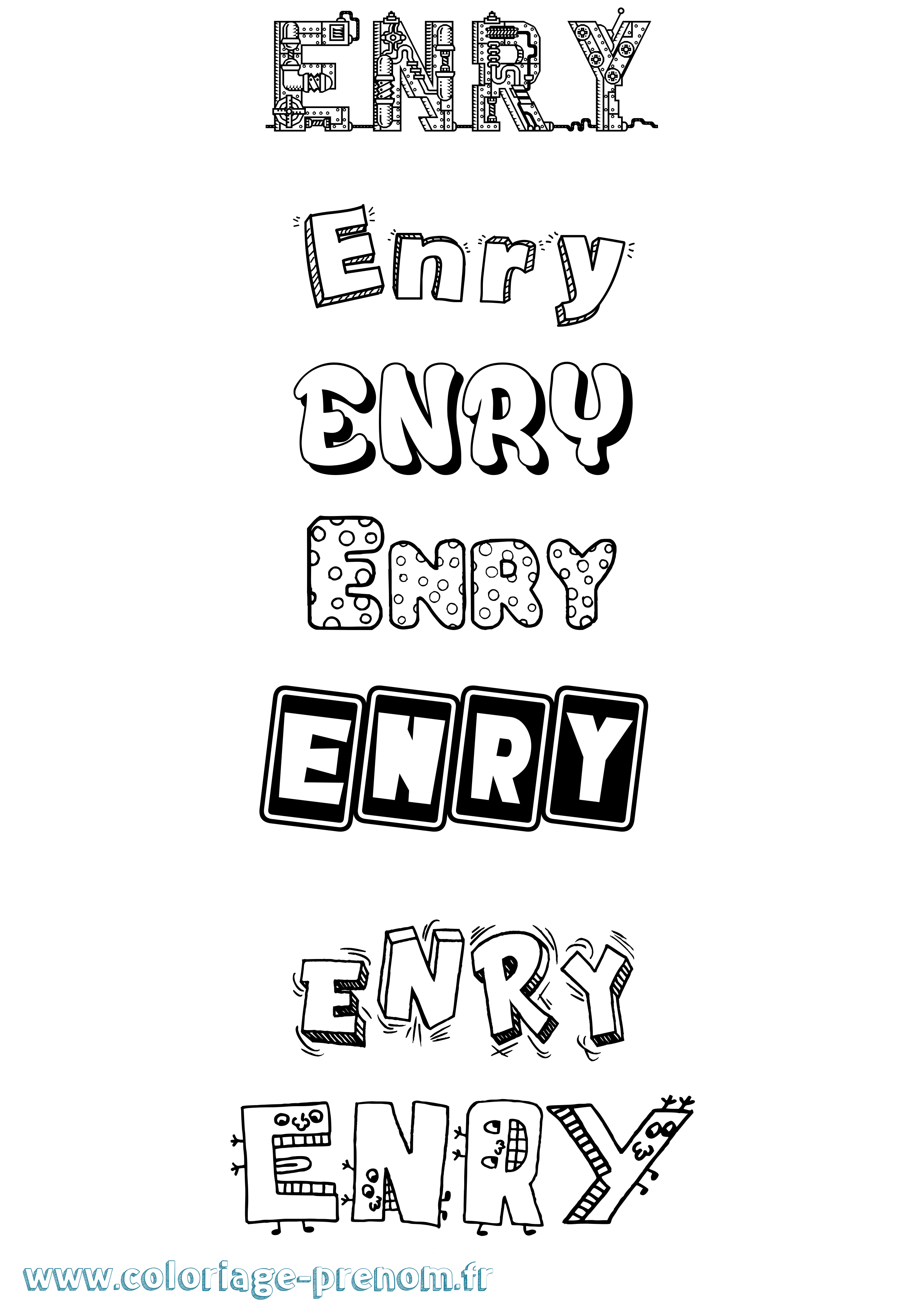 Coloriage Enry Fun Coloriage prénom Enry Fun