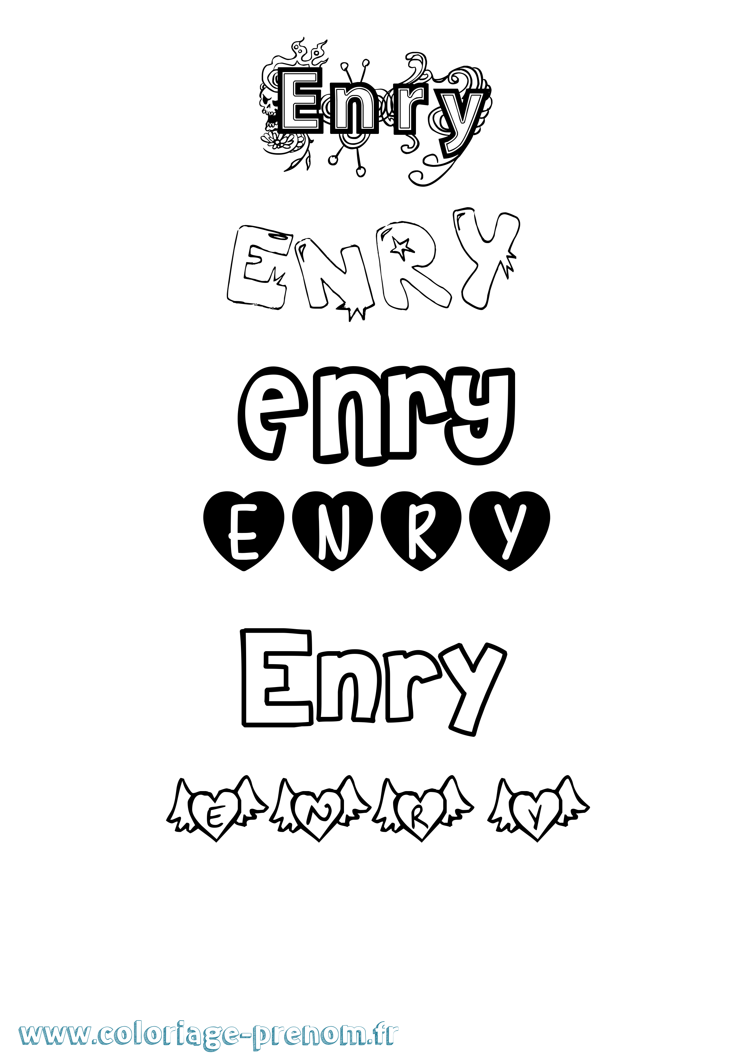 Coloriage Enry Girly Coloriage prénom Enry Girly
