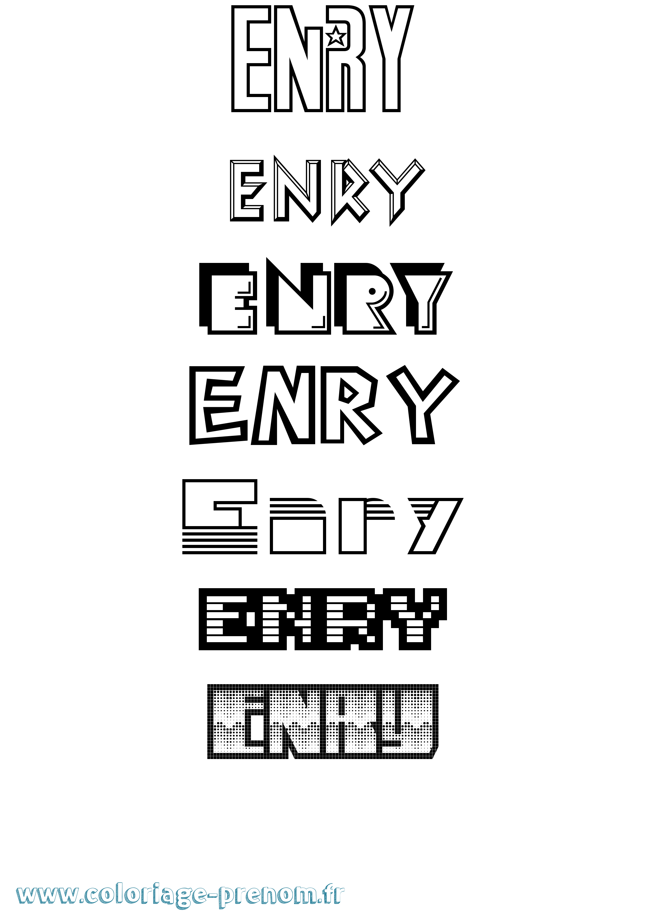 Coloriage Enry Jeux Vidéos Coloriage prénom Enry Jeux Vidéos