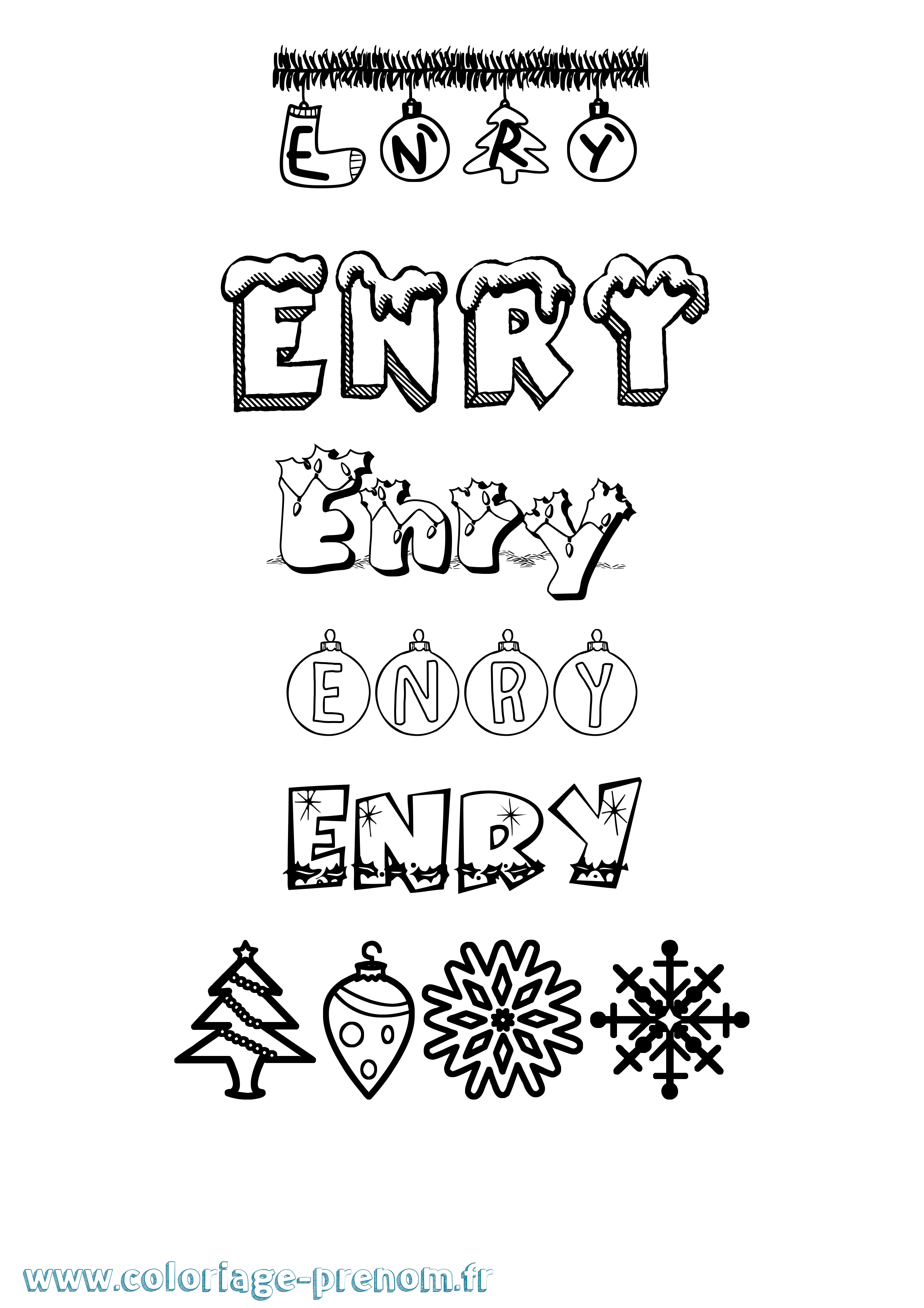 Coloriage Enry Noël Coloriage prénom Enry Noël