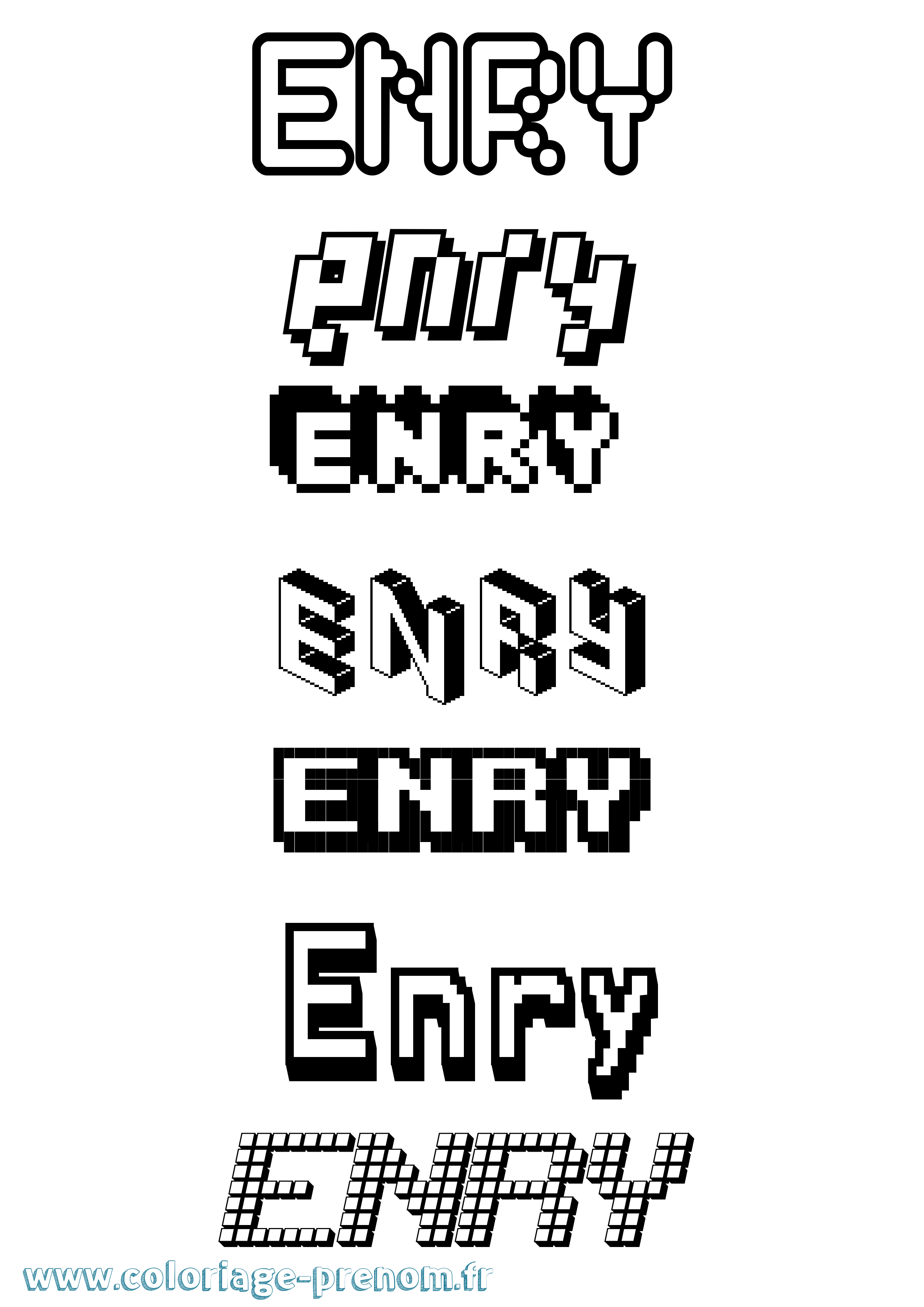 Coloriage Enry Pixel Coloriage prénom Enry Pixel