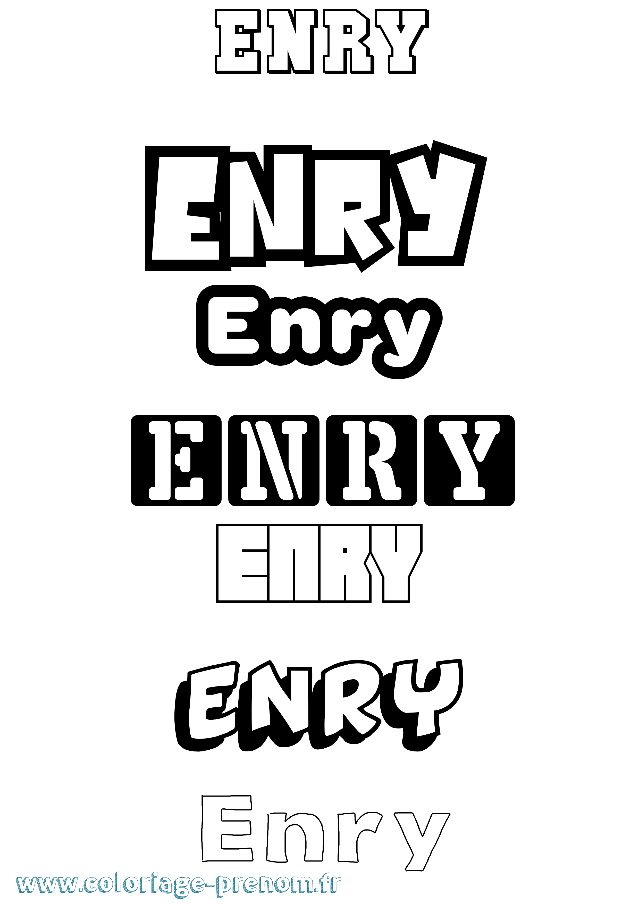 Coloriage Enry Simple Coloriage prénom Enry Simple