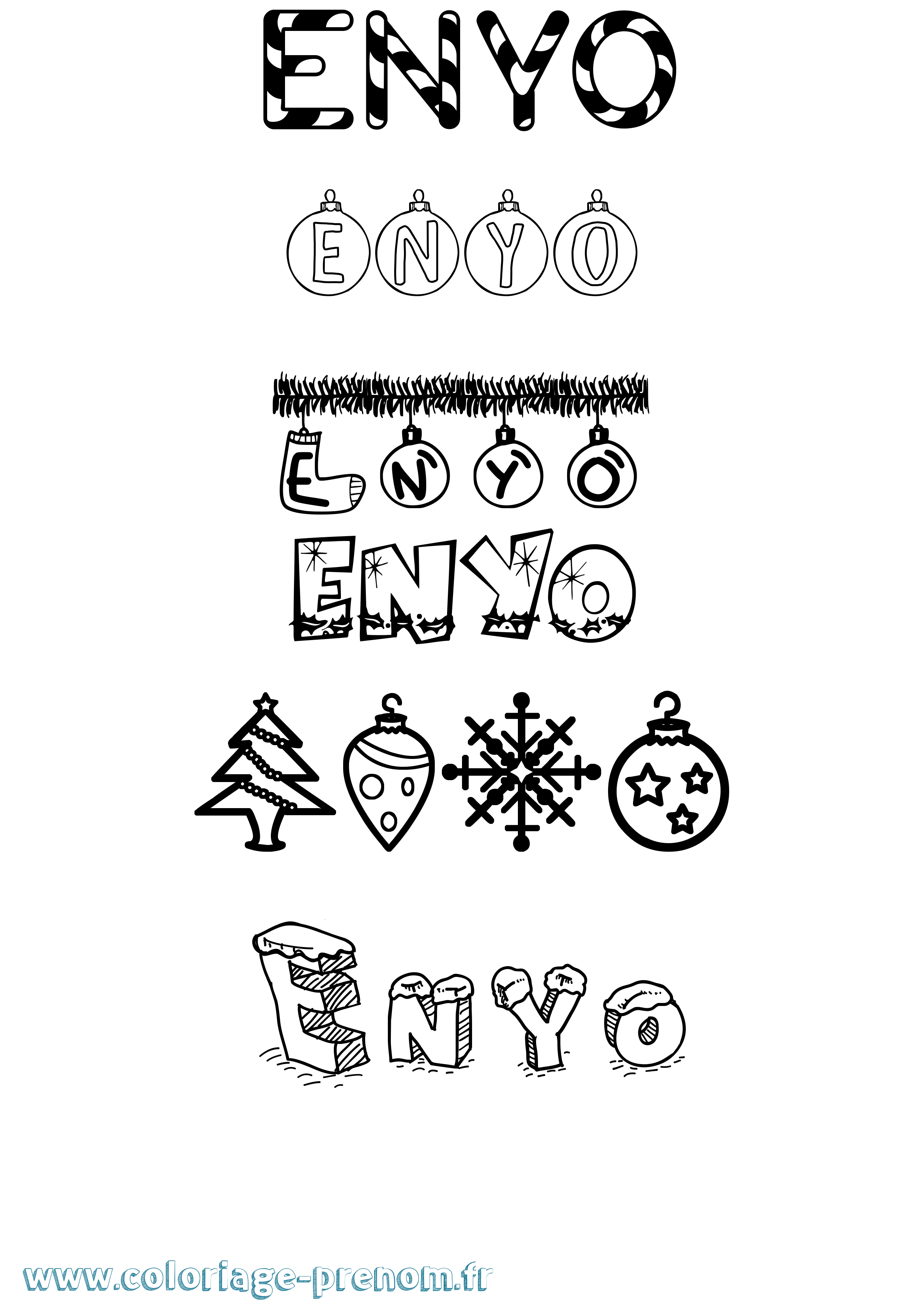 Coloriage prénom Enyo Noël