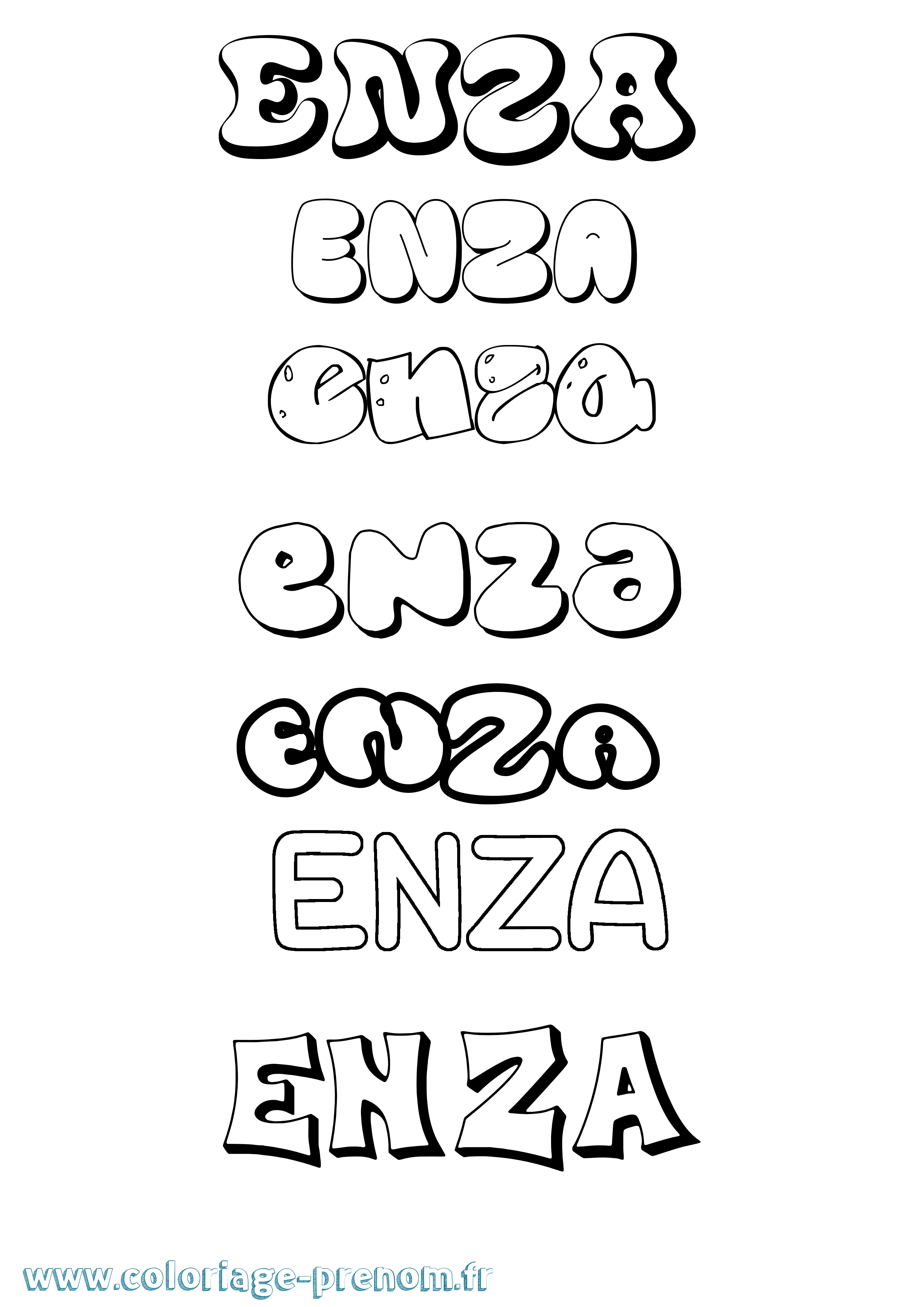 Coloriage Enza Bubble Coloriage prénom Enza Bubble
