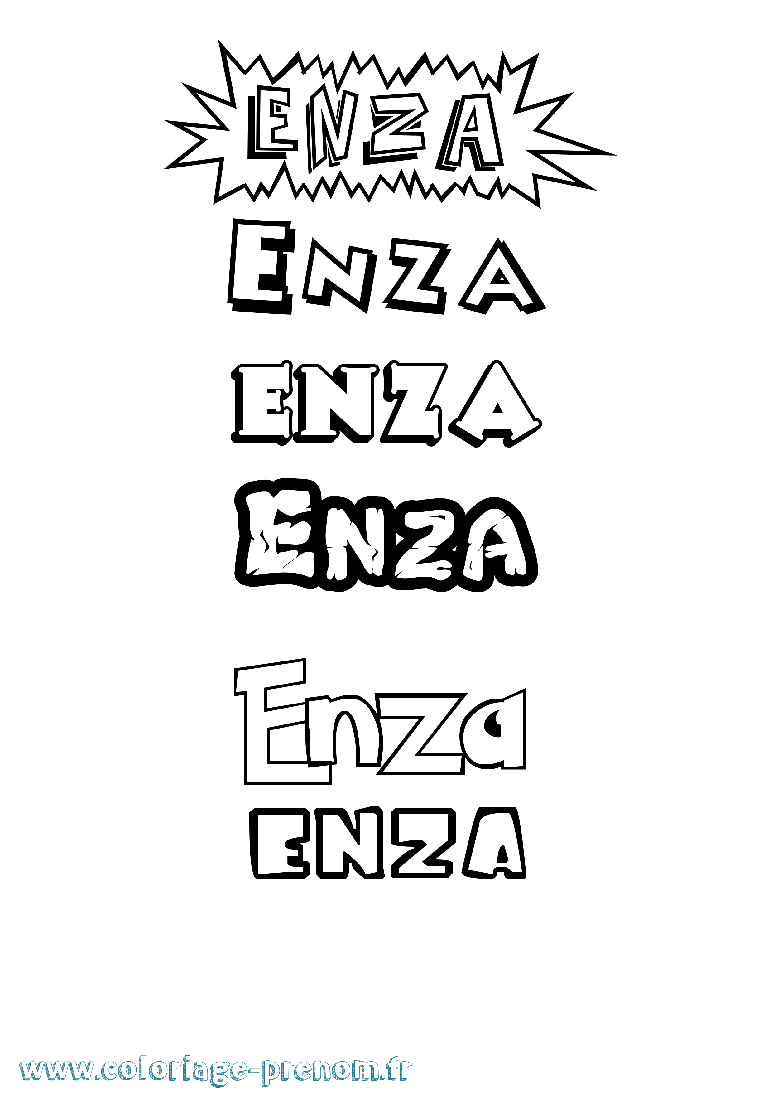 Coloriage Enza Dessin Animé Coloriage prénom Enza Dessin Animé