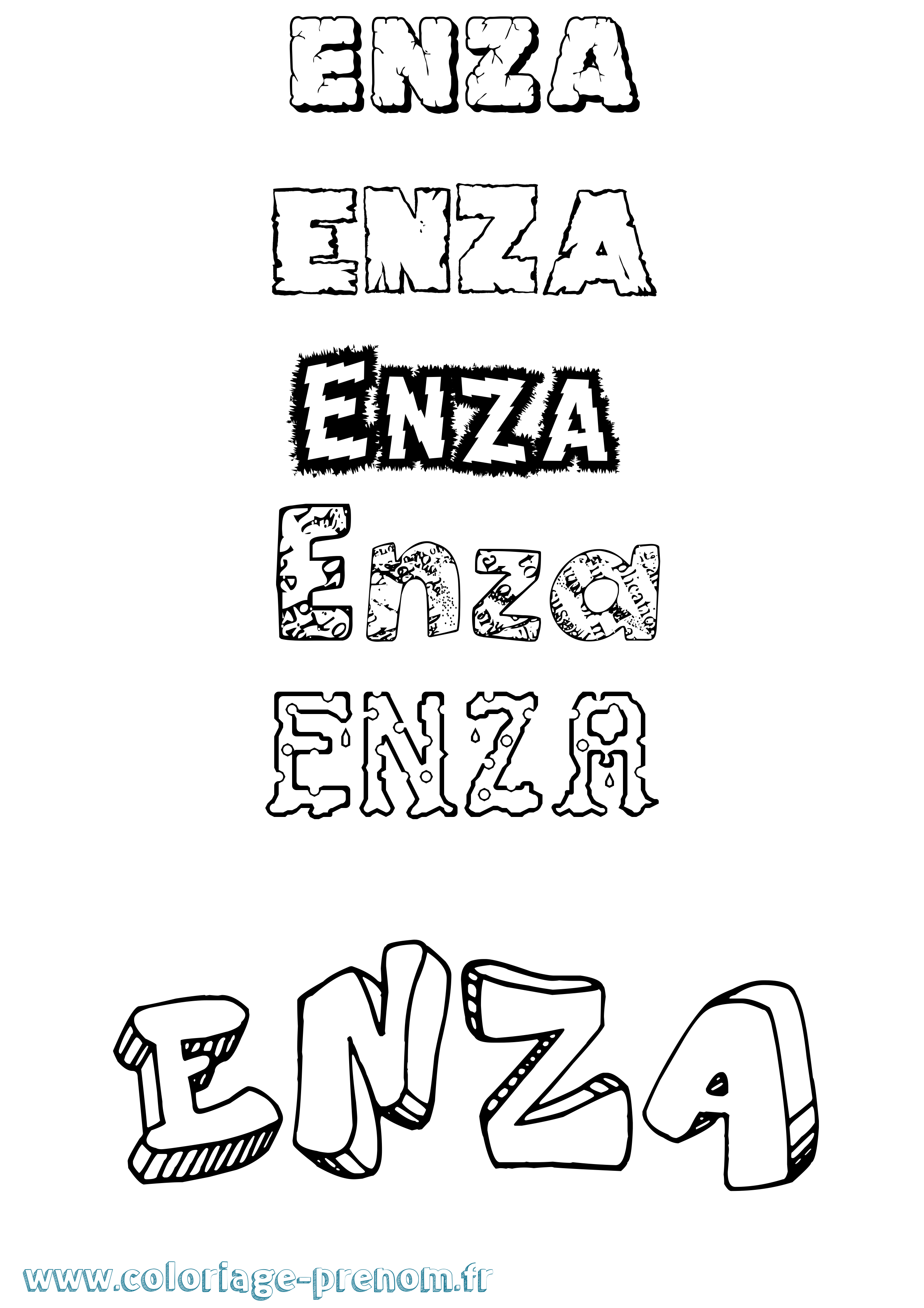 Coloriage Enza Destructuré Coloriage prénom Enza Destructuré
