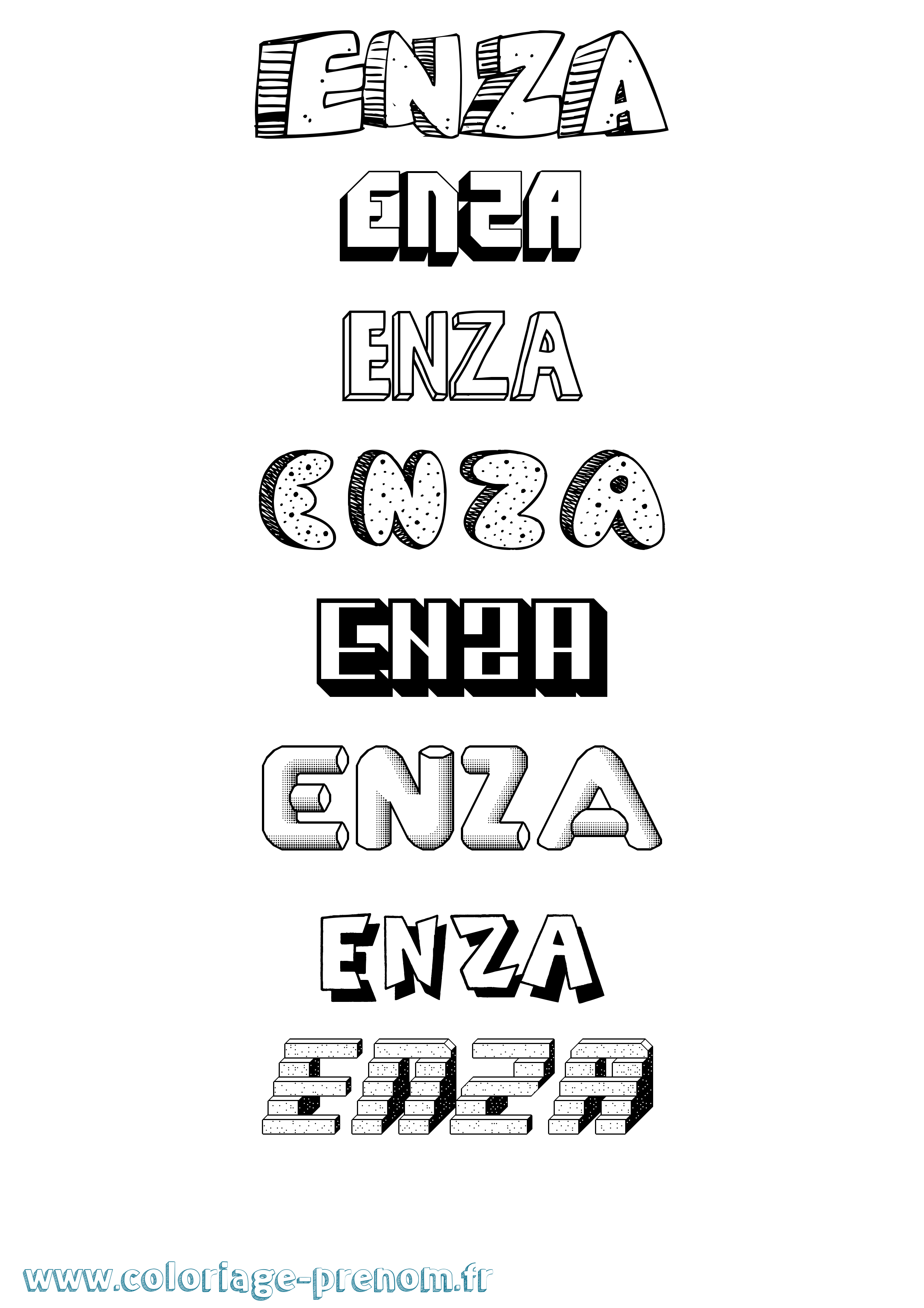 Coloriage Enza Effet 3D Coloriage prénom Enza Effet 3D
