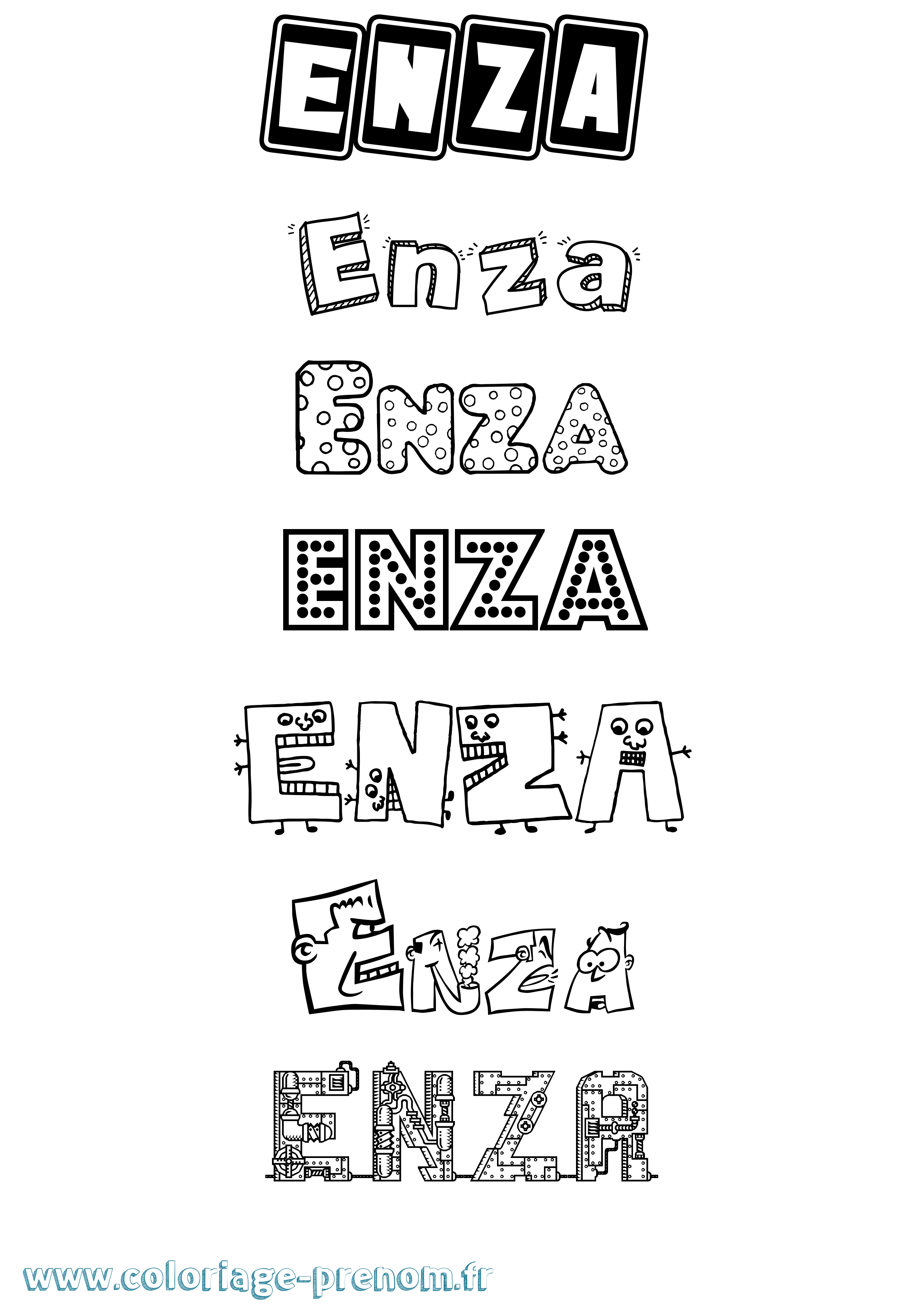 Coloriage prénom Enza Fun