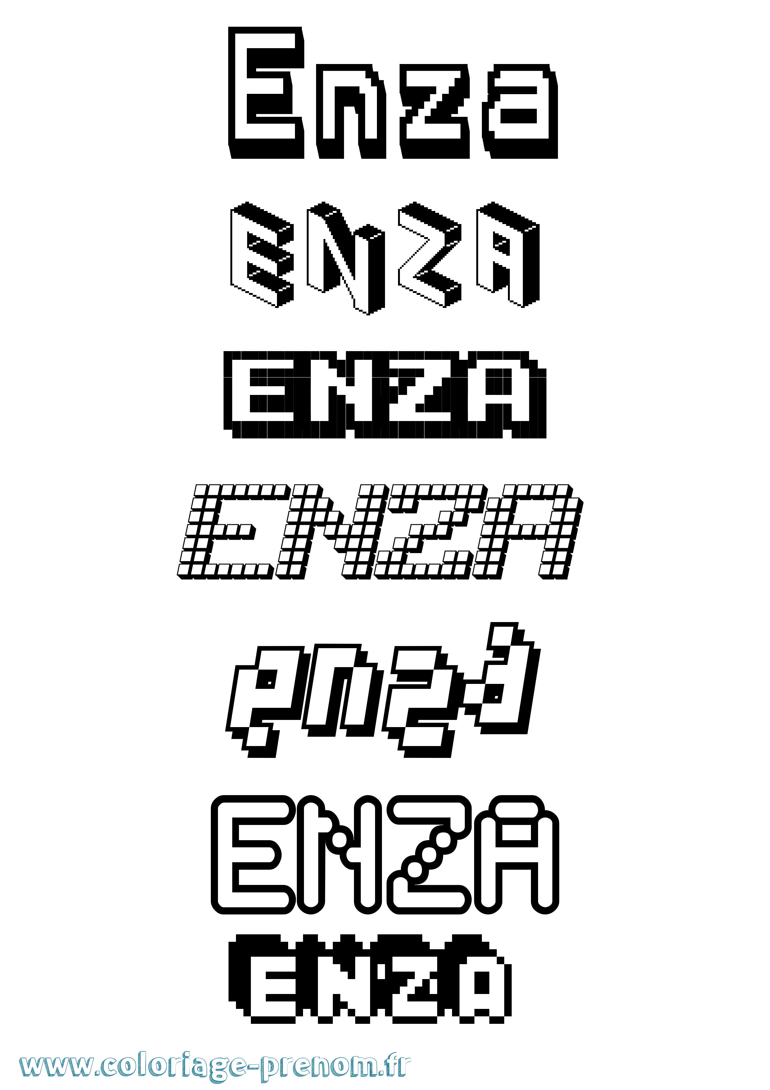 Coloriage prénom Enza Pixel