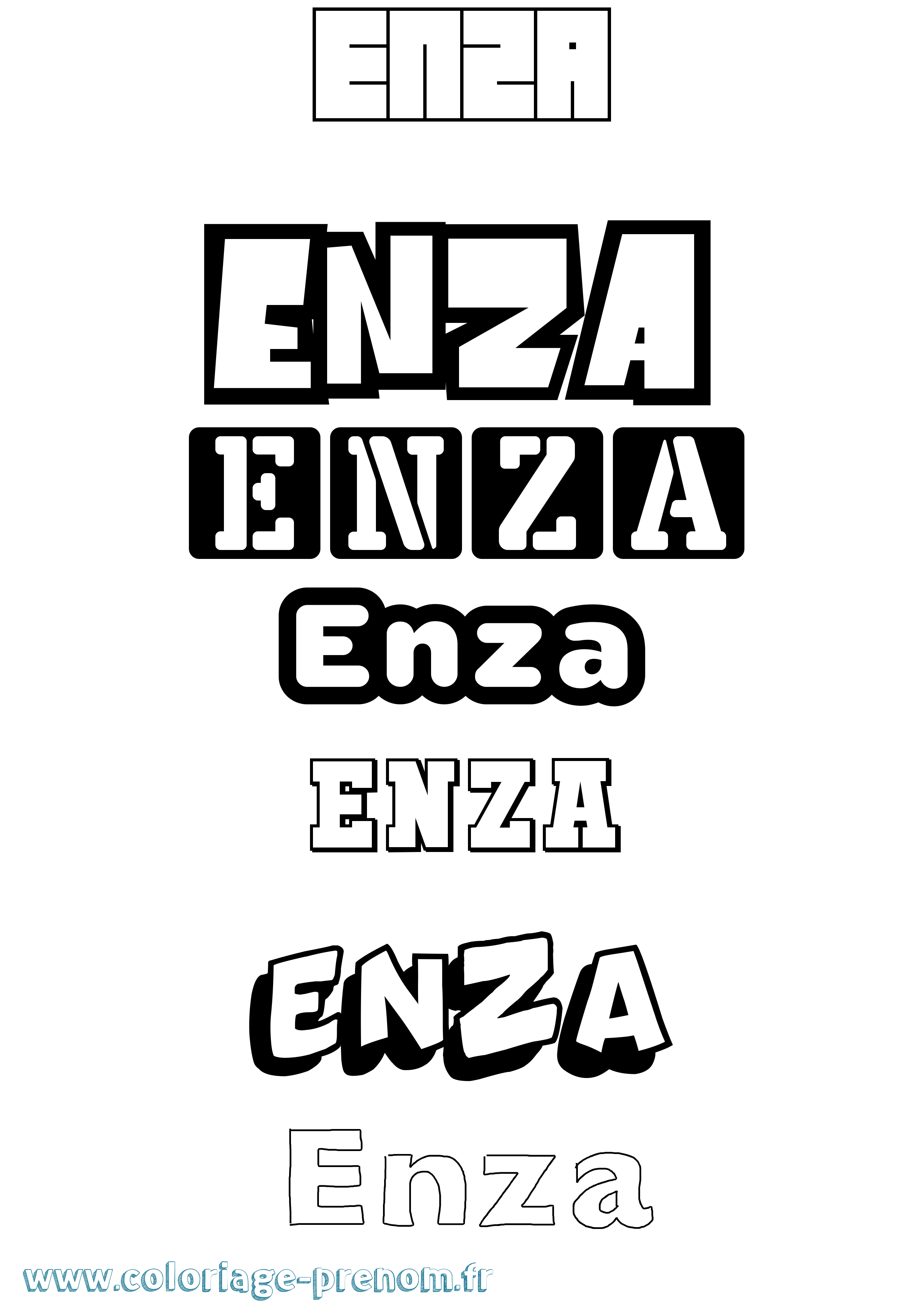Coloriage Enza Simple Coloriage prénom Enza Simple